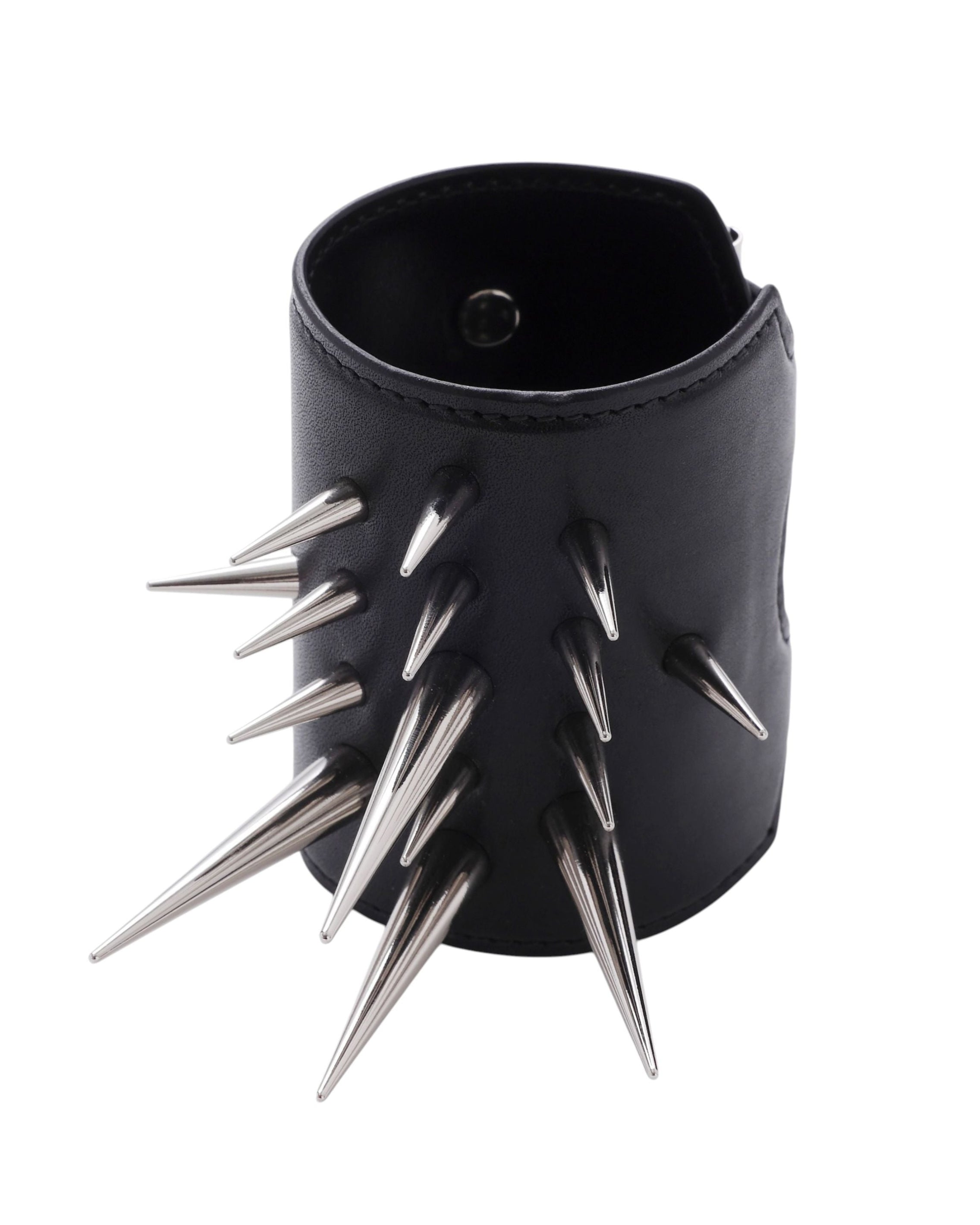 STUDDED LEATHER WIDE BANGLE