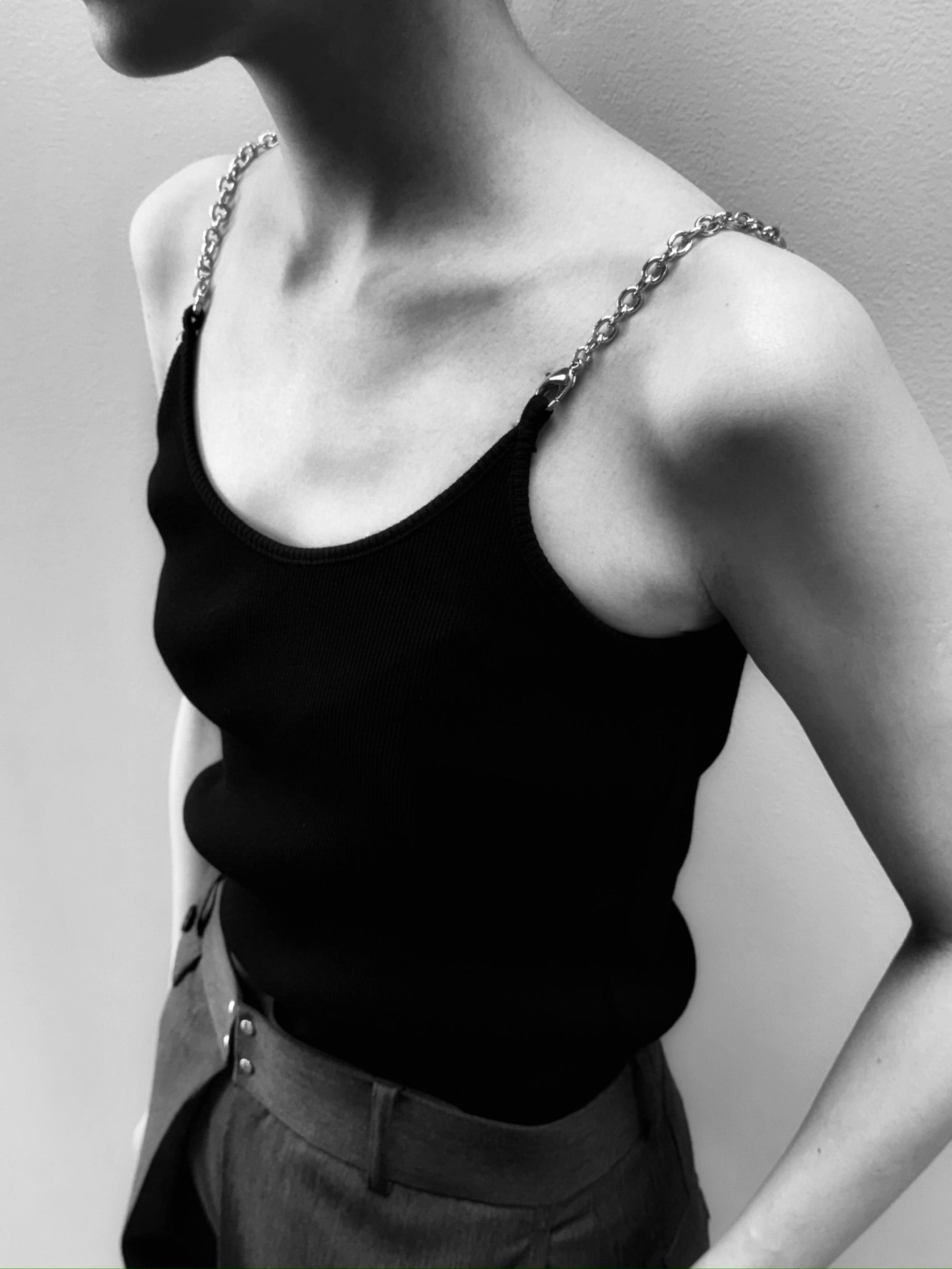 COTTON RIB CHAIN STRAP CAMISOLE