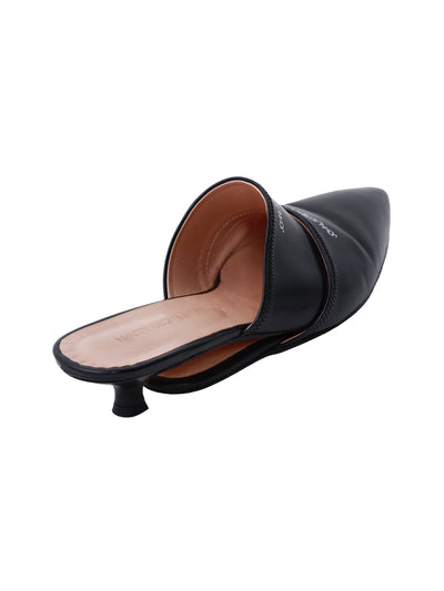 STACKED LEATHER MULES