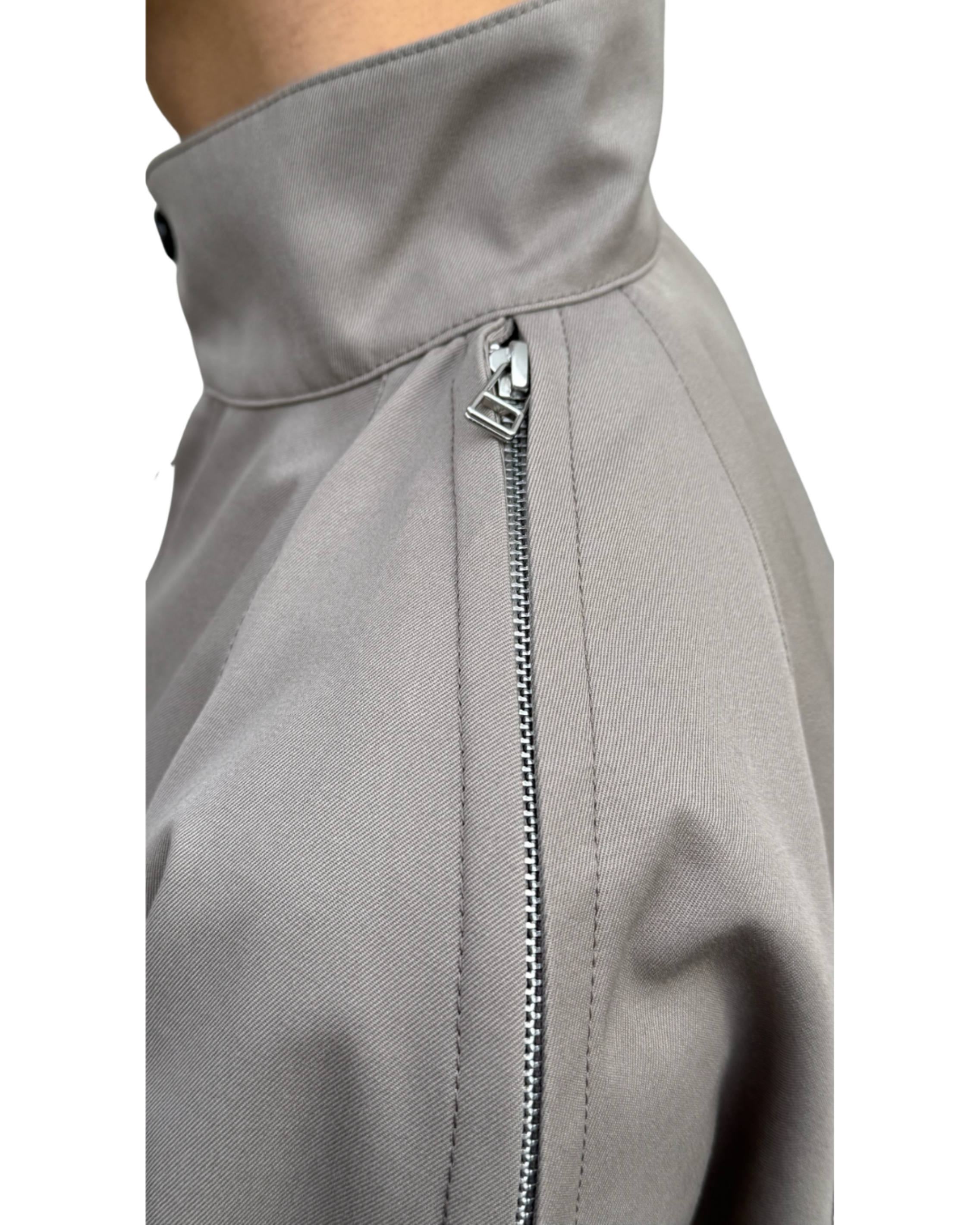 T/C TWILL ZIPPED SLEEVE HARRINGTON JACKET