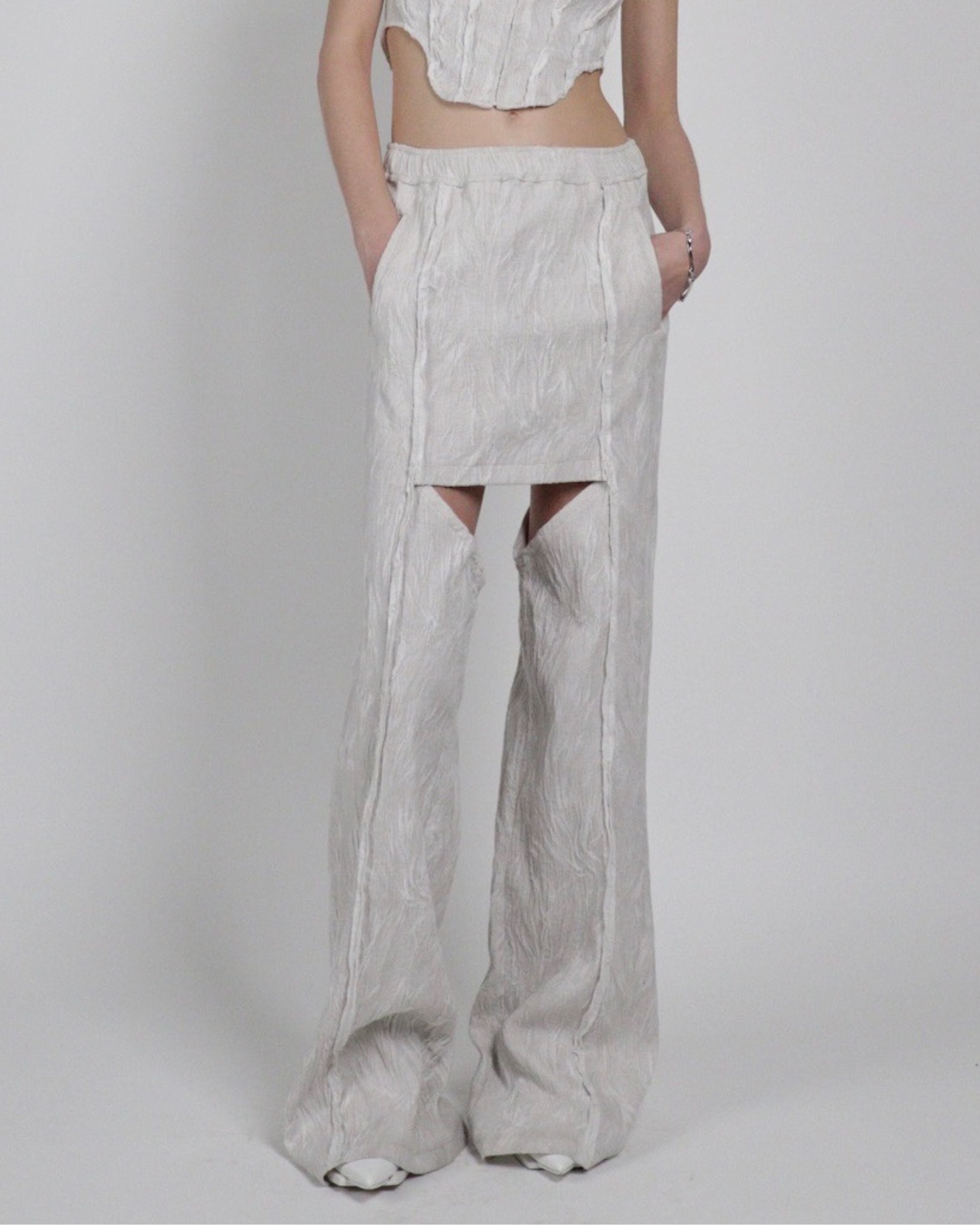 STRETCH JACQUARD DOCKING PANTS | WHITE