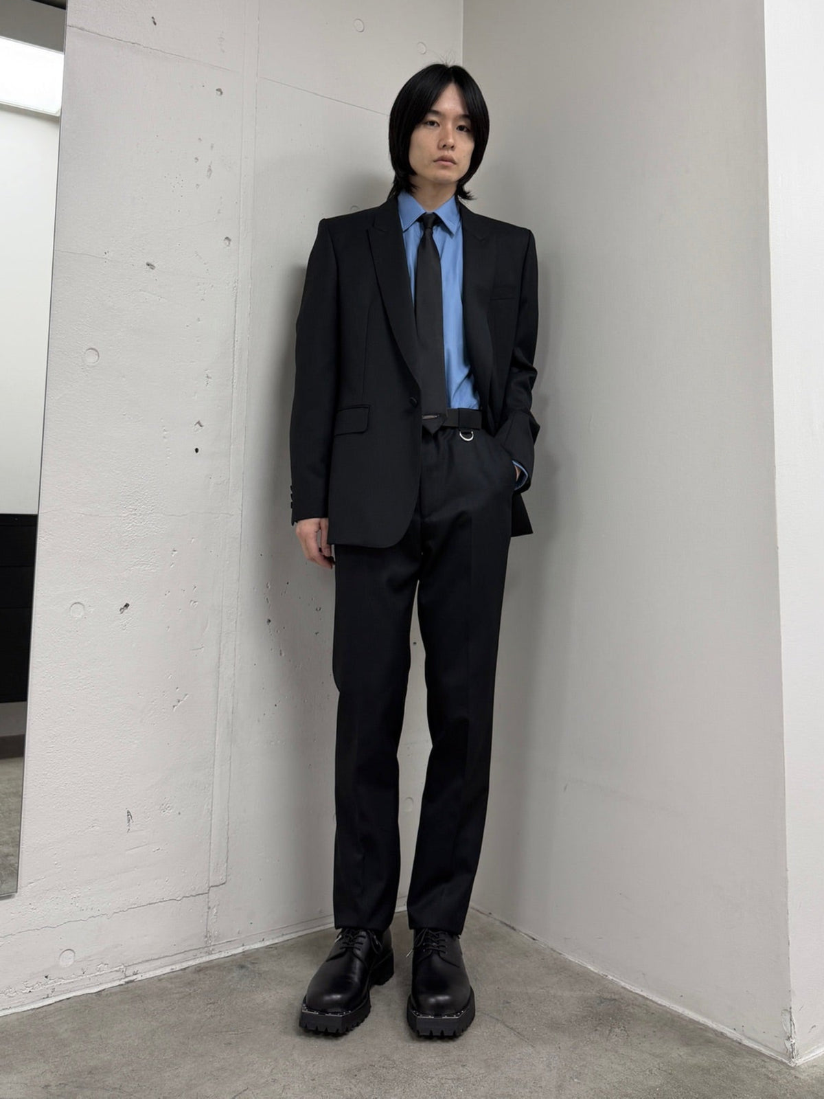 WOOL GABARDINE SKINNY TROUSERS