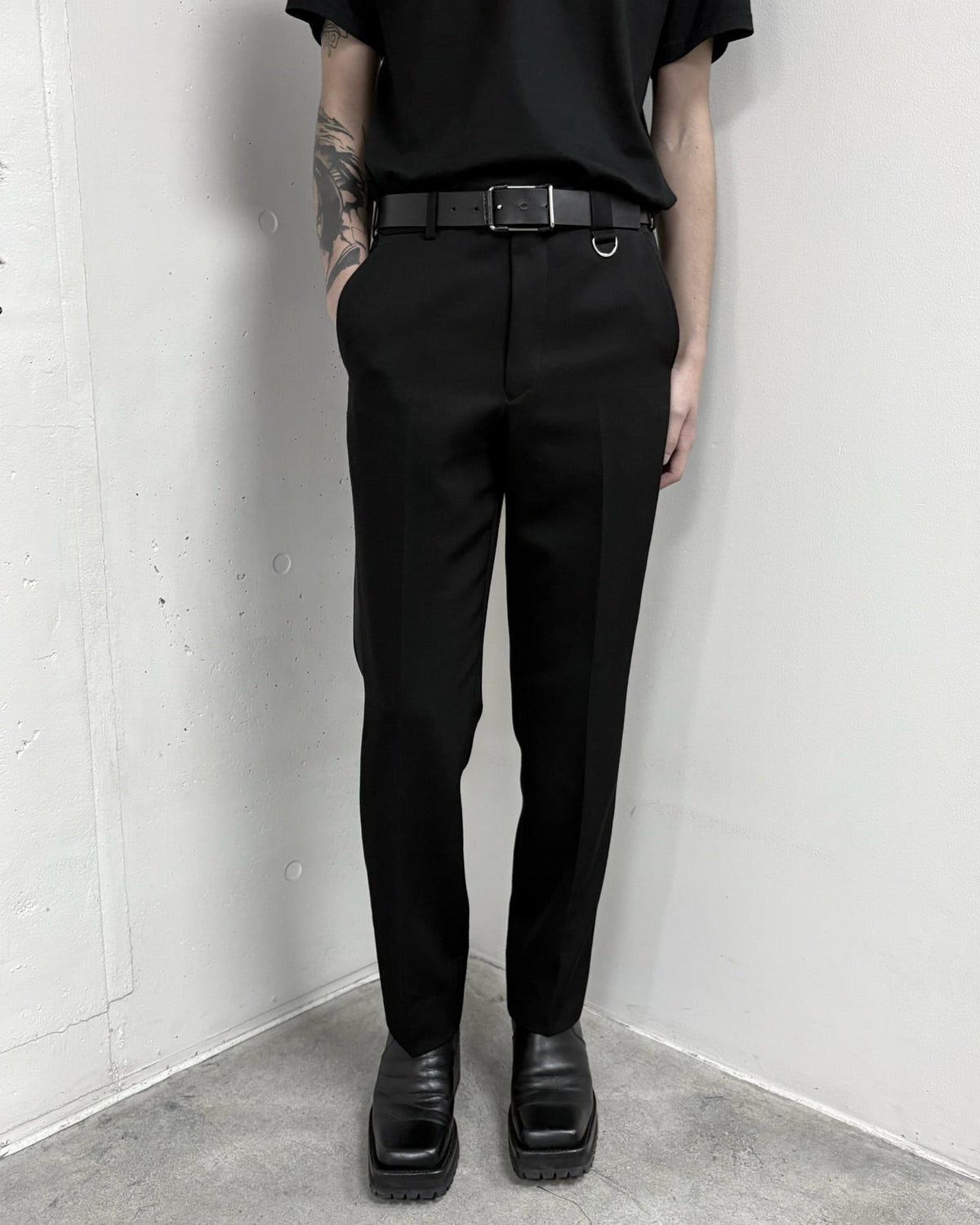 WOOL GABARDINE SKINNY TROUSERS