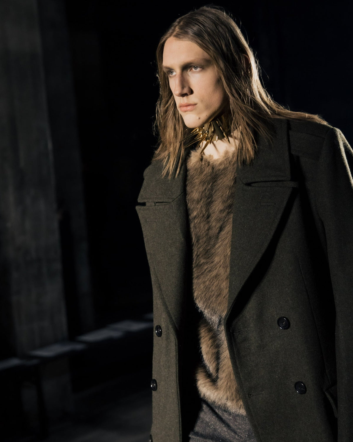 HEAVY MELTON DOUBLE BREASTED MILITARY COAT