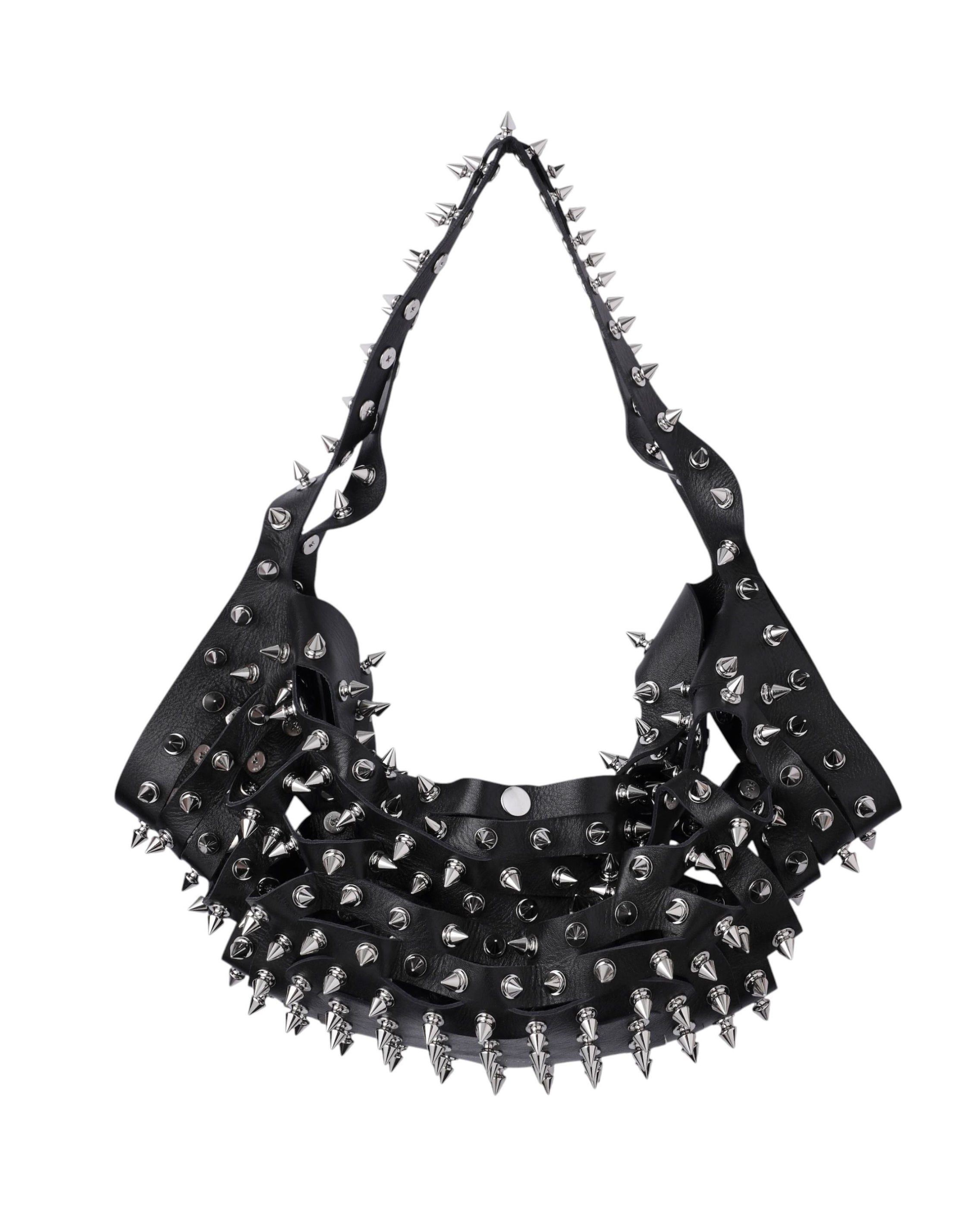 STUDDED LEATHER MARCHE BAG