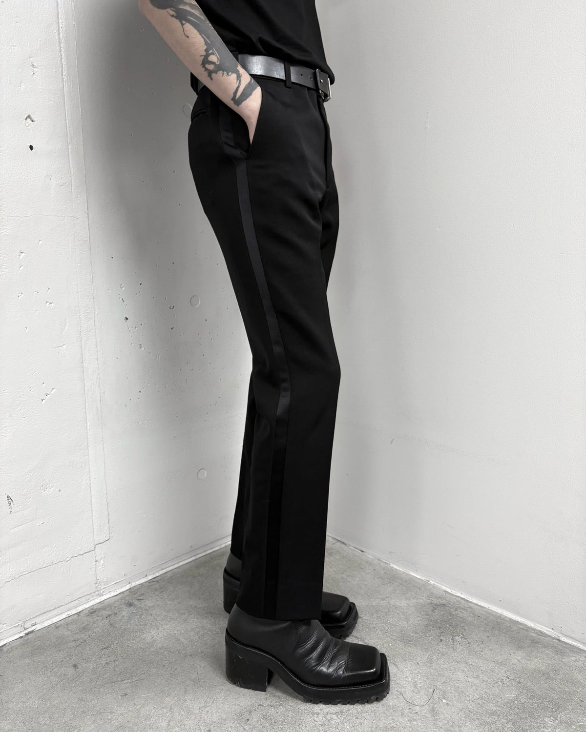 DOESKIN SIDE STRIPE SKINNY TROUSERS
