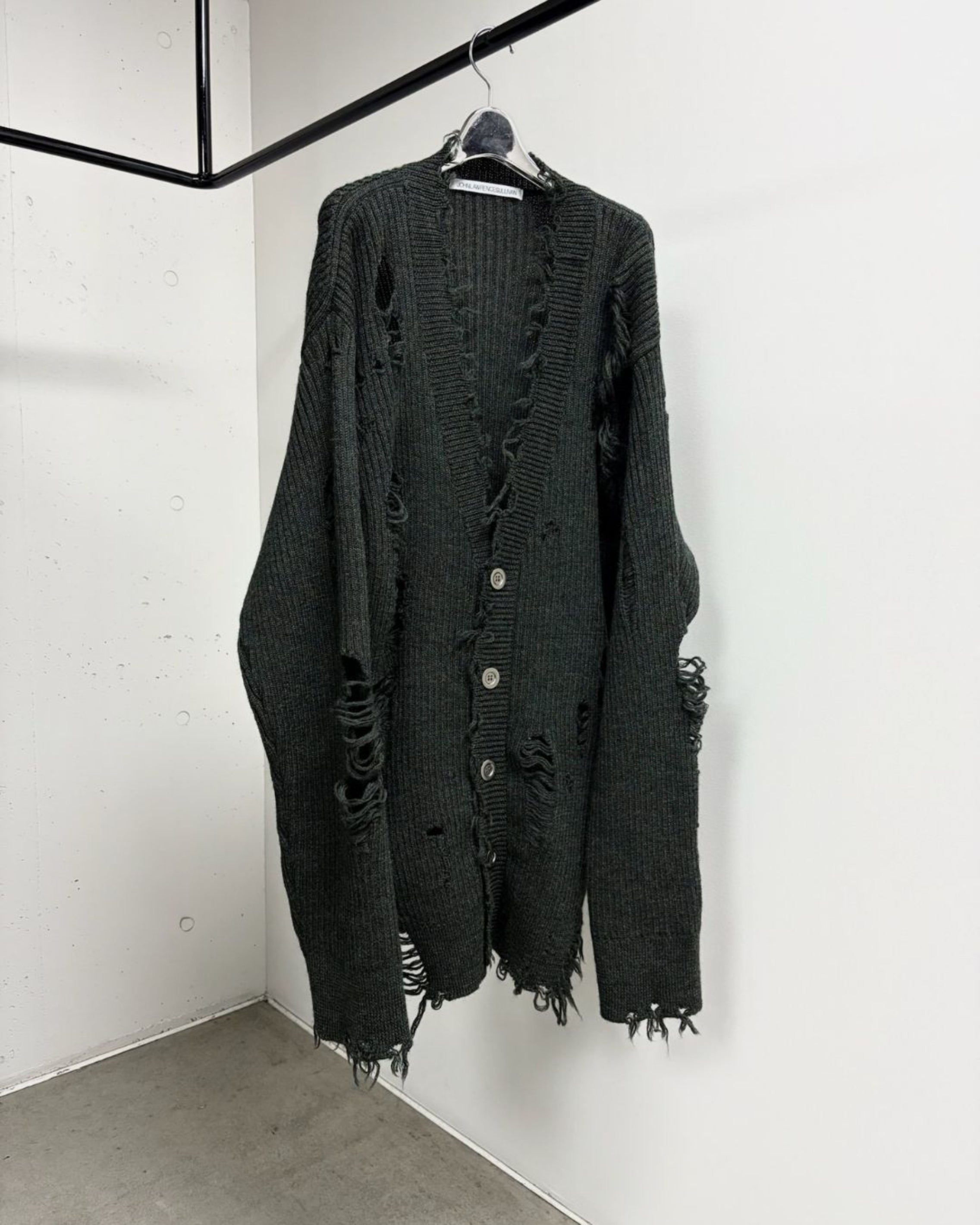 DAMAGED RIB KNIT CARDIGAN