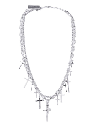 Cross double chain necklace