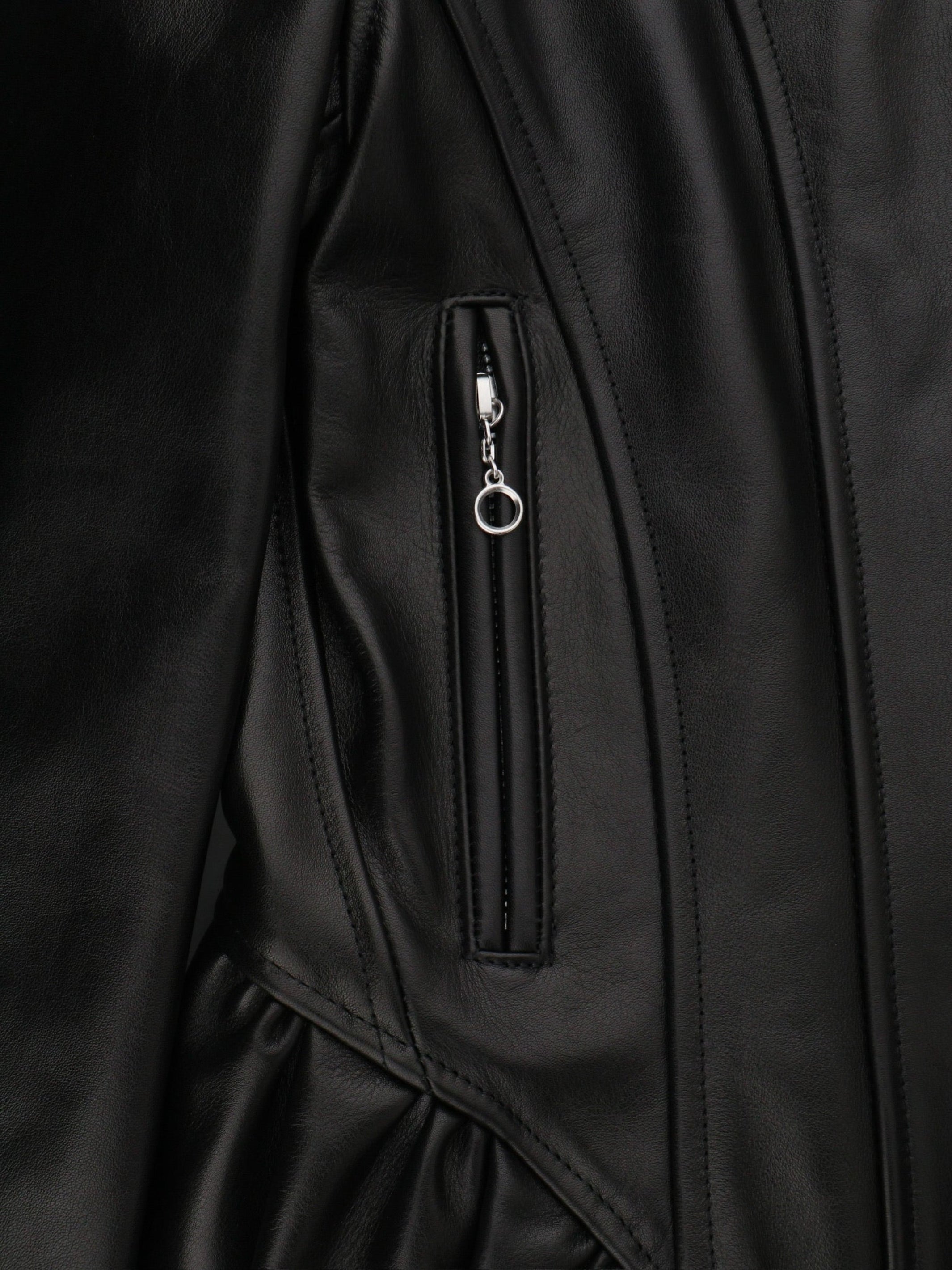 LEATHER PEPLUM JACKET