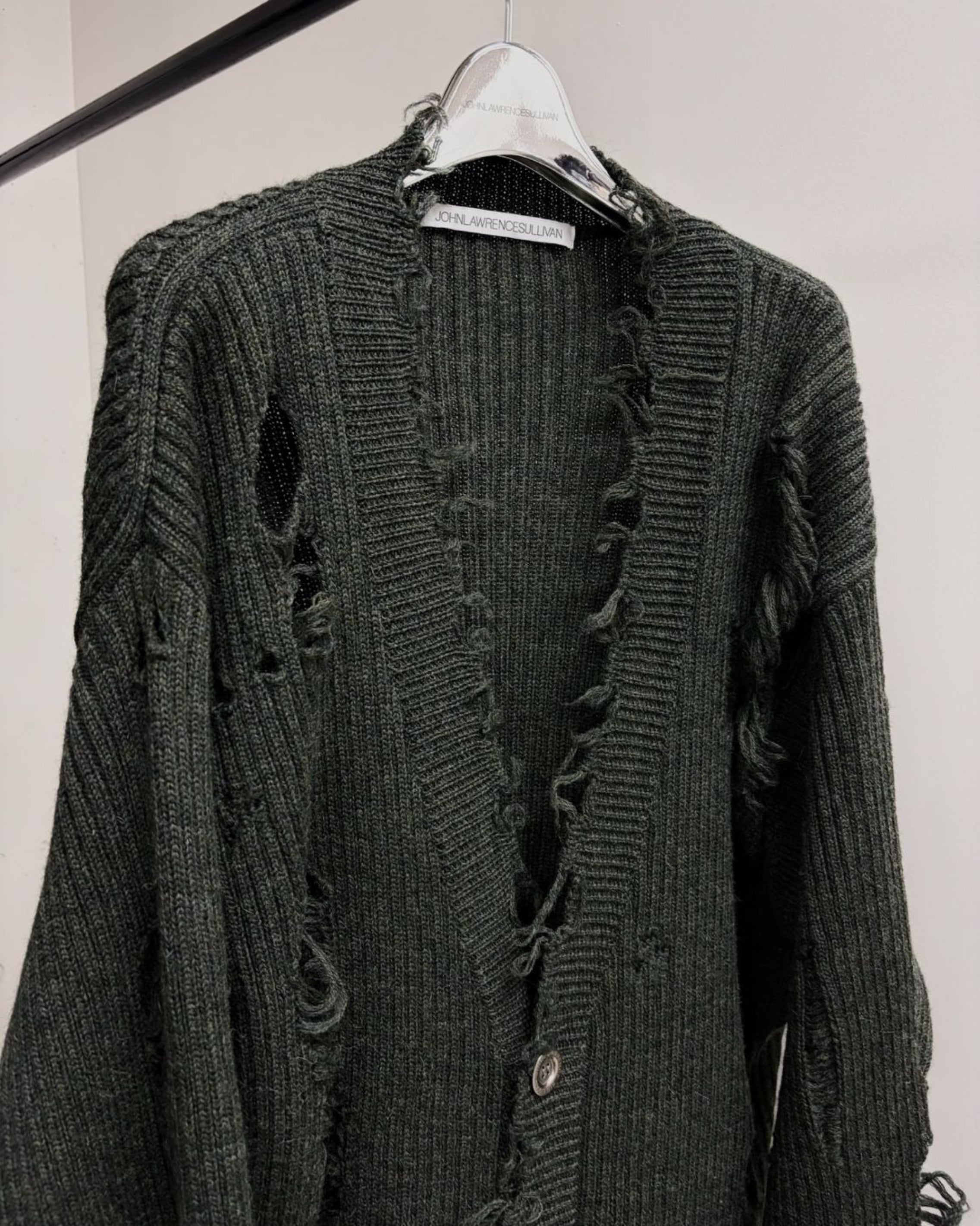 DAMAGED RIB KNIT CARDIGAN