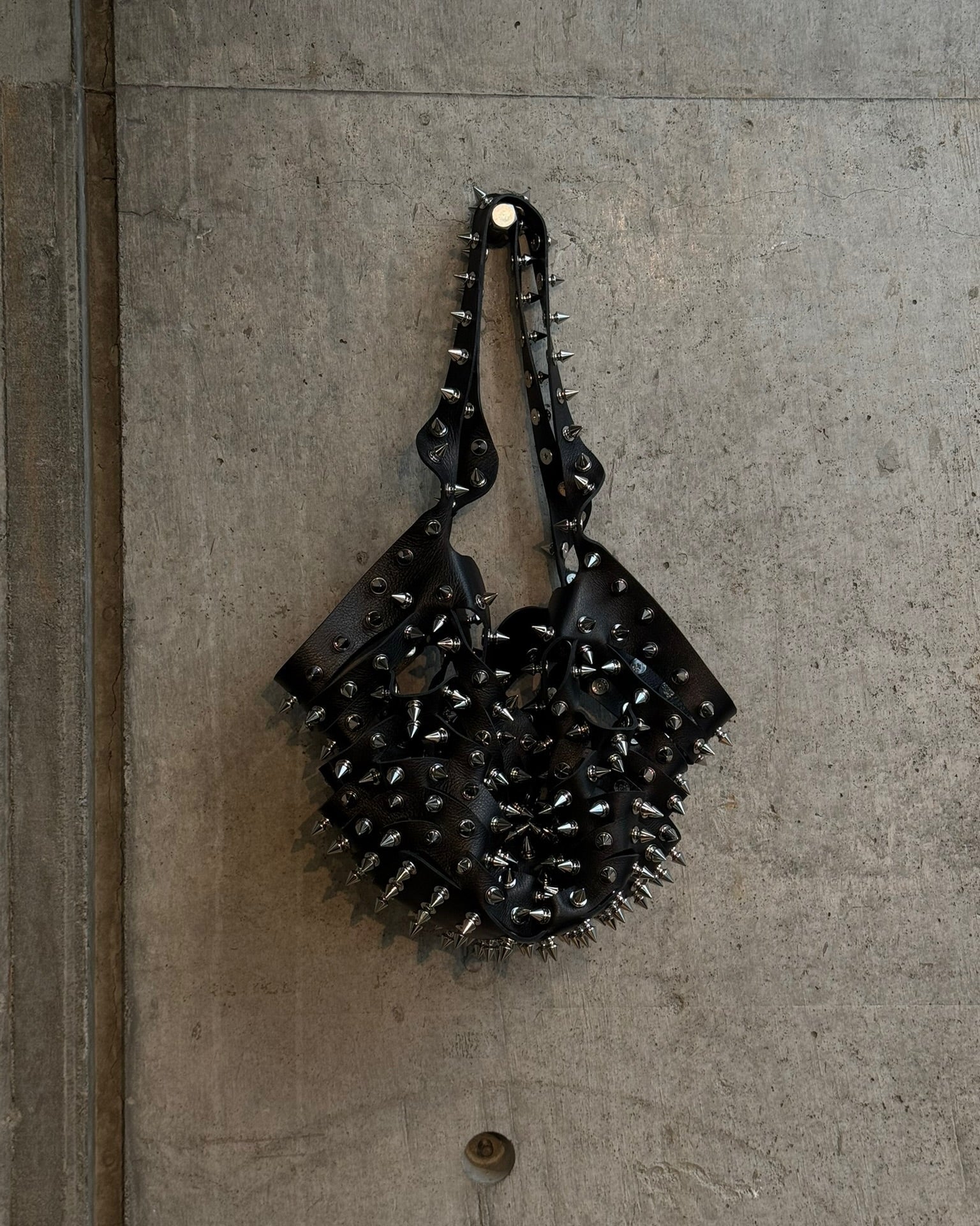 STUDDED LEATHER MARCHE BAG