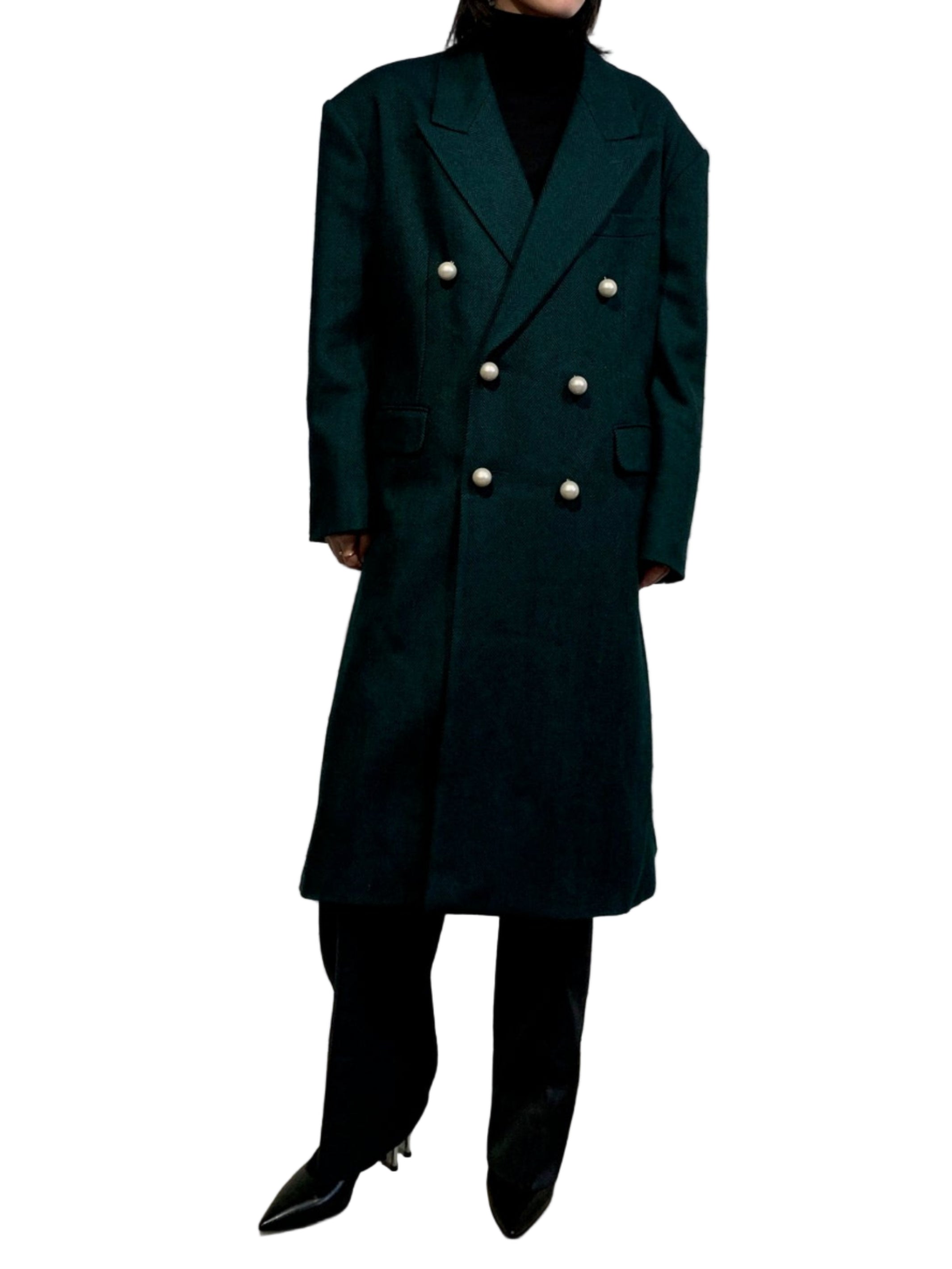 HERRINGBONE TWEED BACK SIDE TUCKED COAT