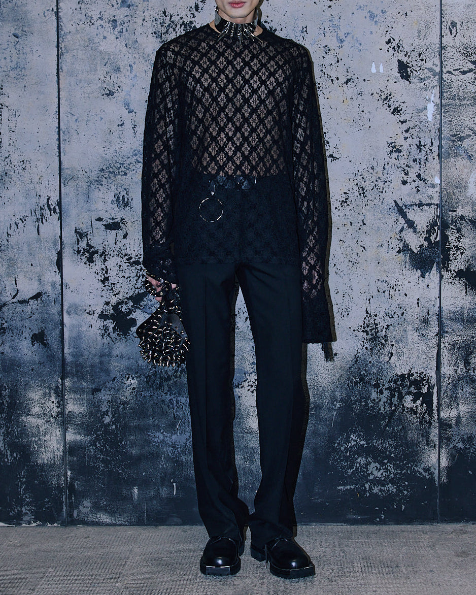 LACE PULLOVER WITH FRINGE