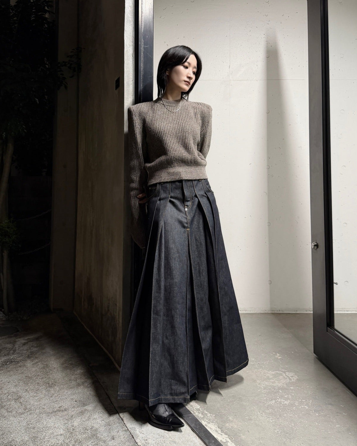 RIGID DENIM HAKAMA SKIRT