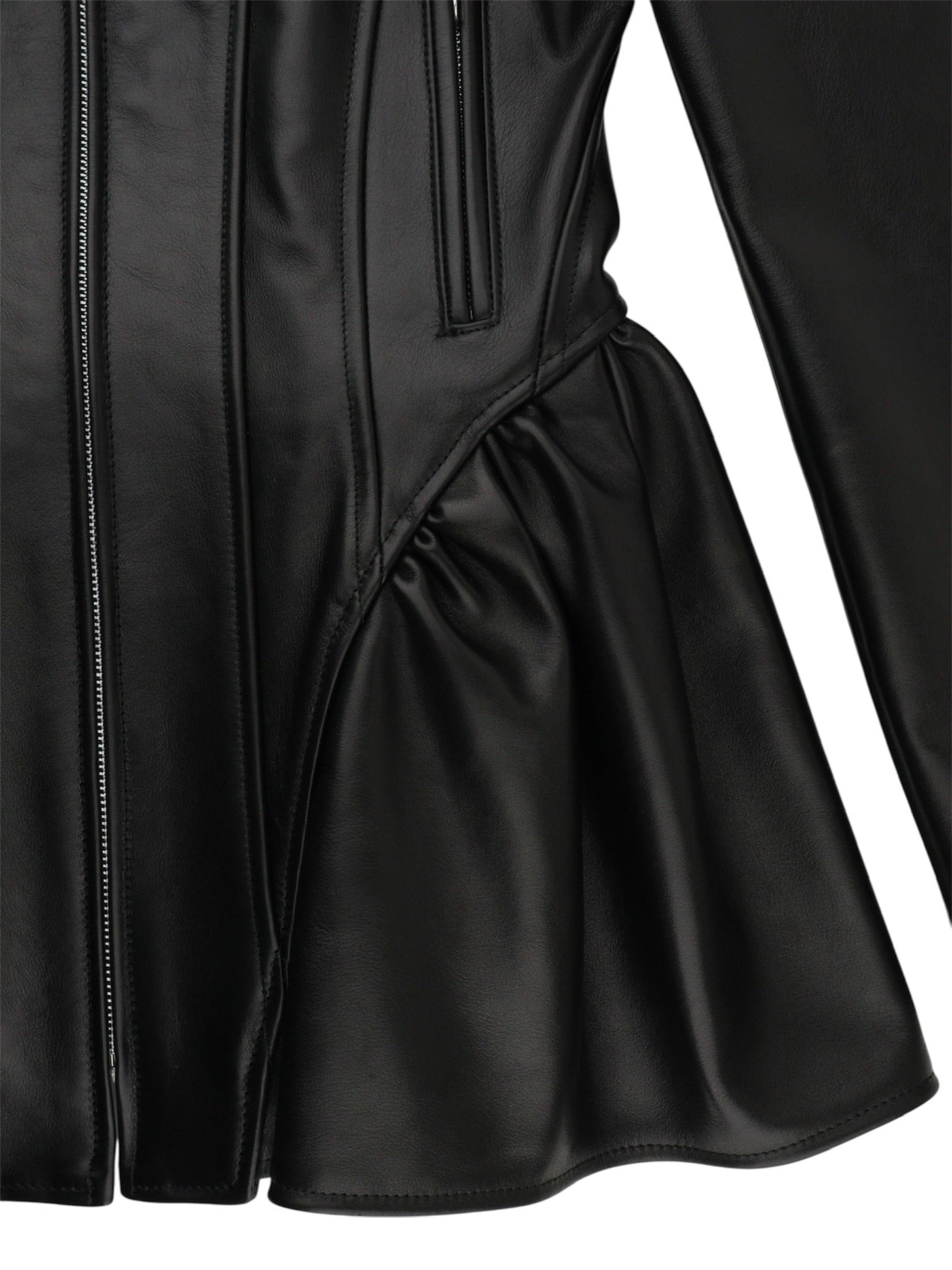 LEATHER PEPLUM JACKET