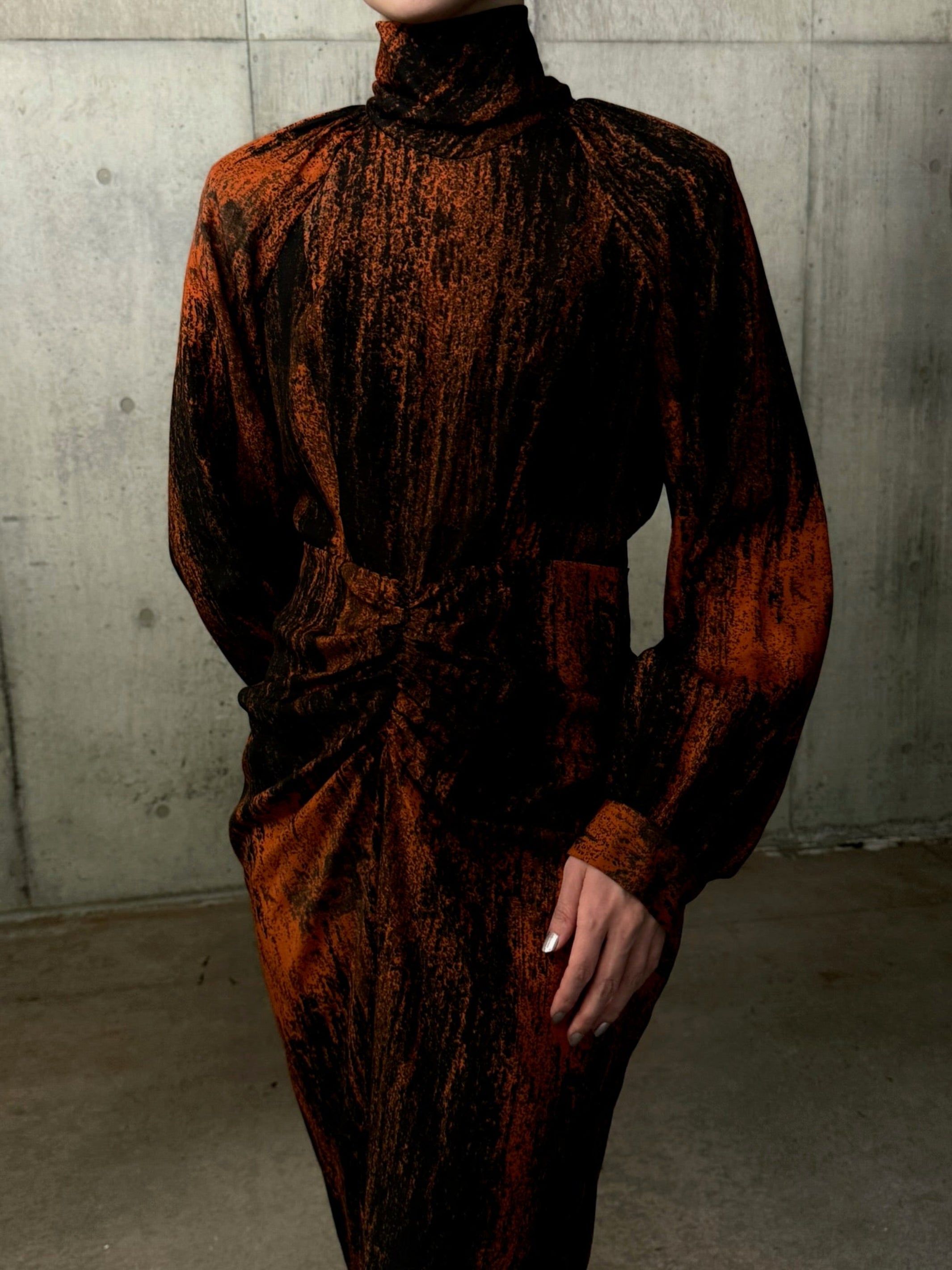 ALL OVER PRINT GATHERED DRESS