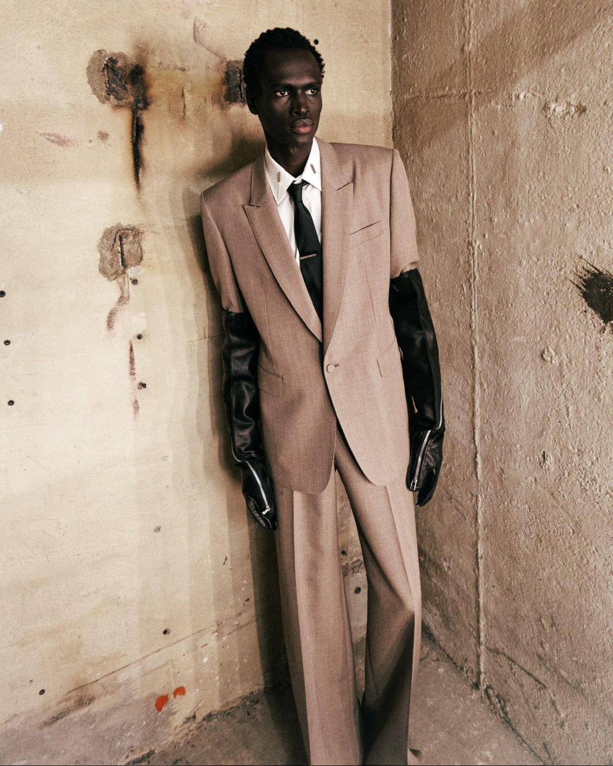 WOOL GABARDINE WIDE TROUSERS