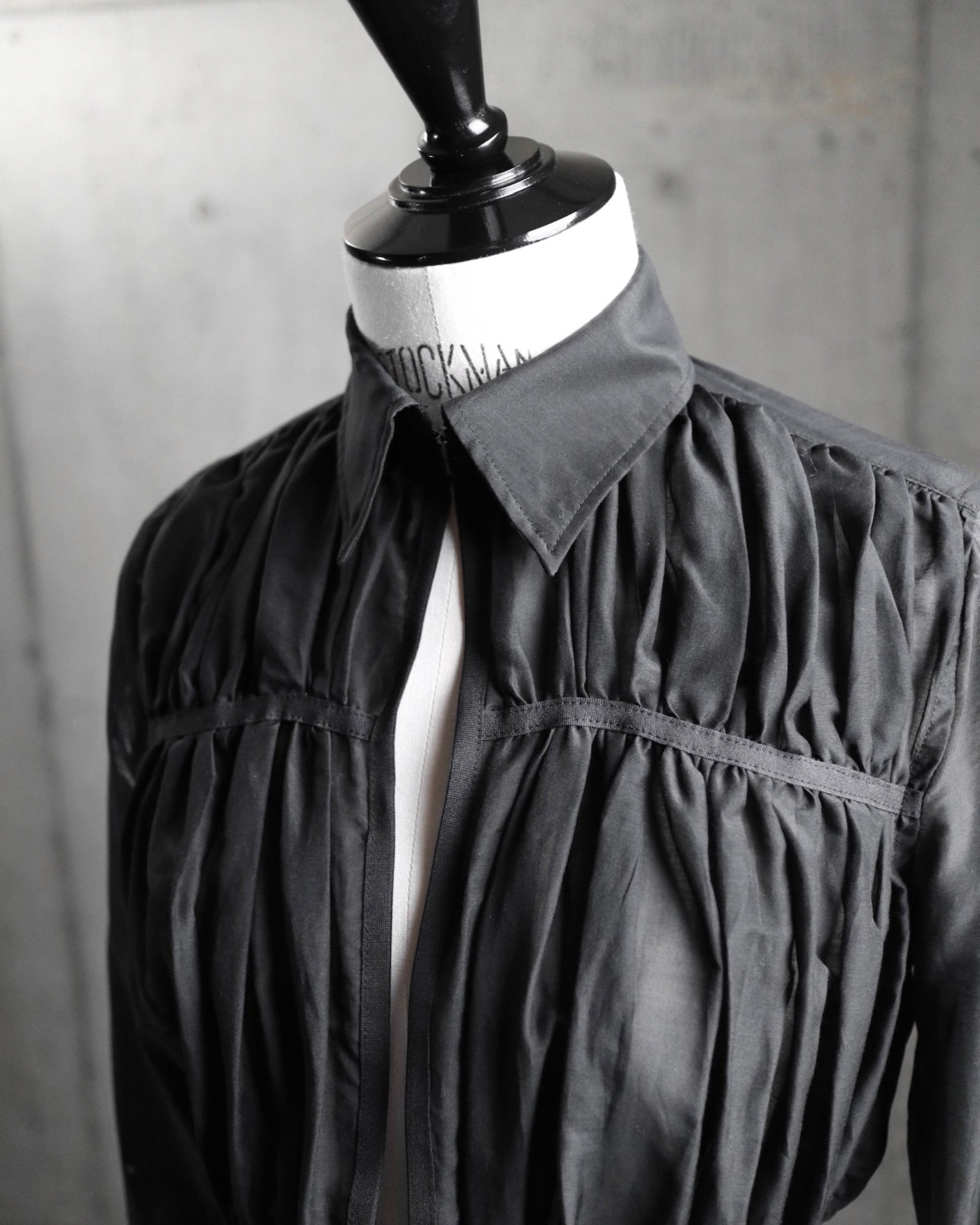 VOILE BODY SUIT GATHERED SHIRT | GREY