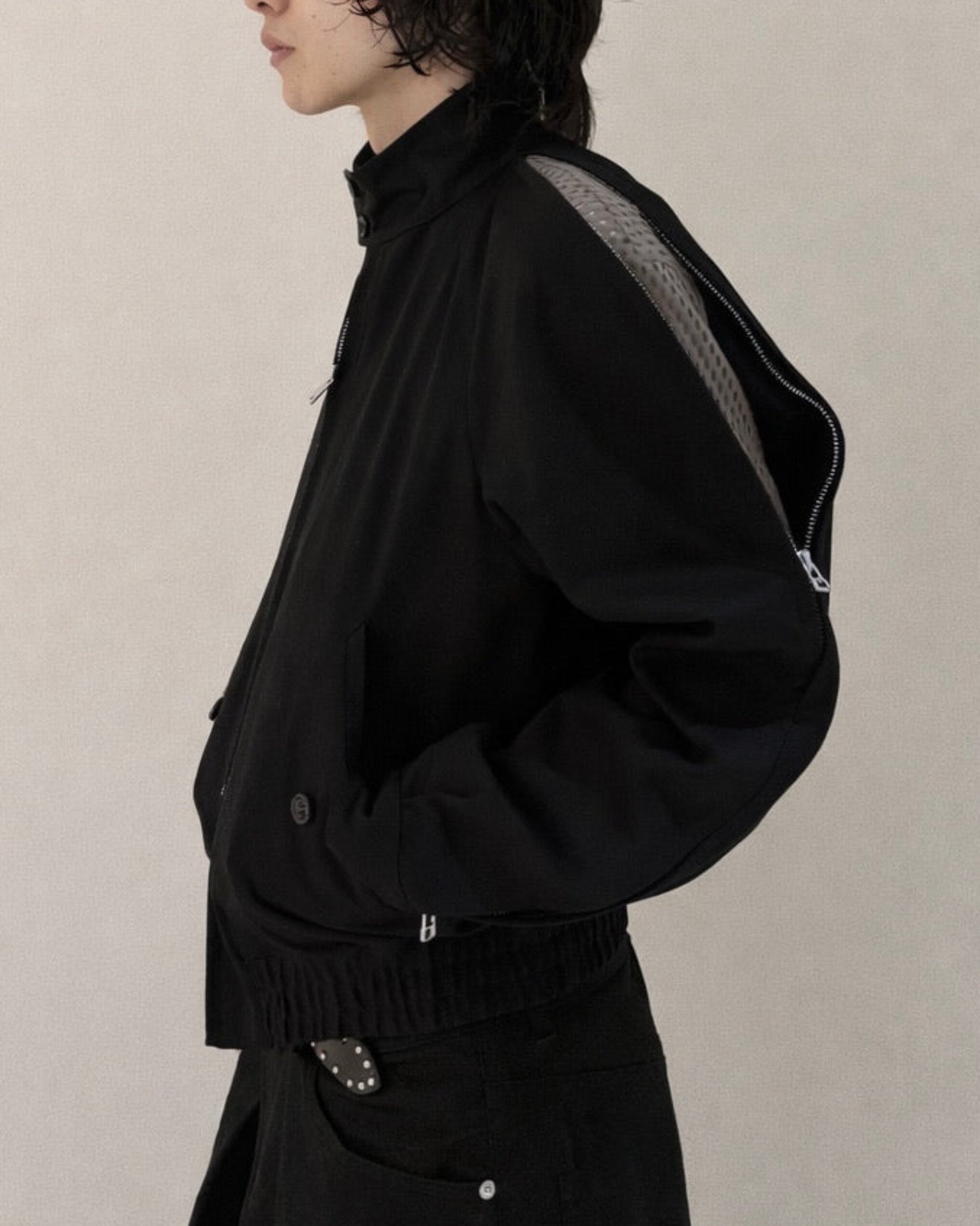 T/C TWILL ZIPPED SLEEVE HARRINGTON JACKET