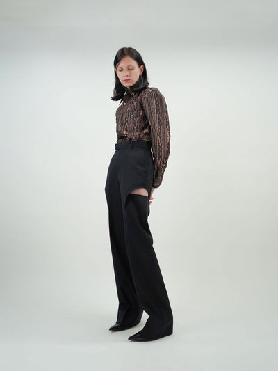 Wool Gabardine Hollowed Out Trousers