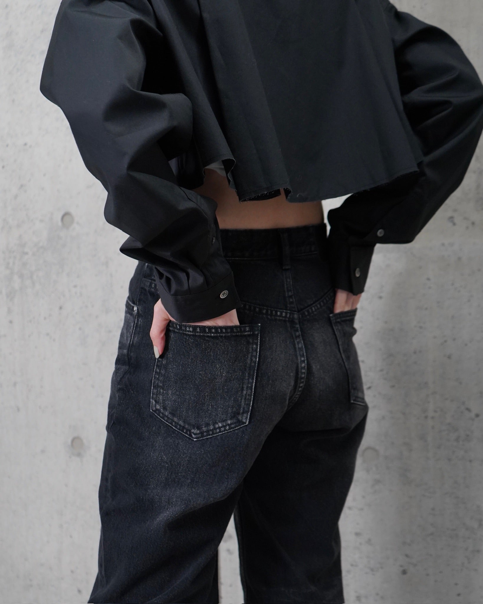 Washed Denim Straight Pants