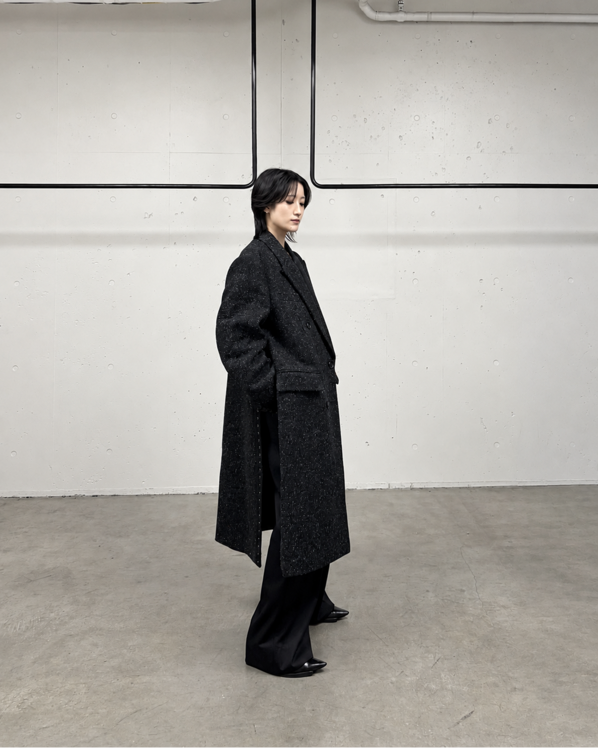 MELTON DOUBLE BREASTED CHESTERFIELD COAT