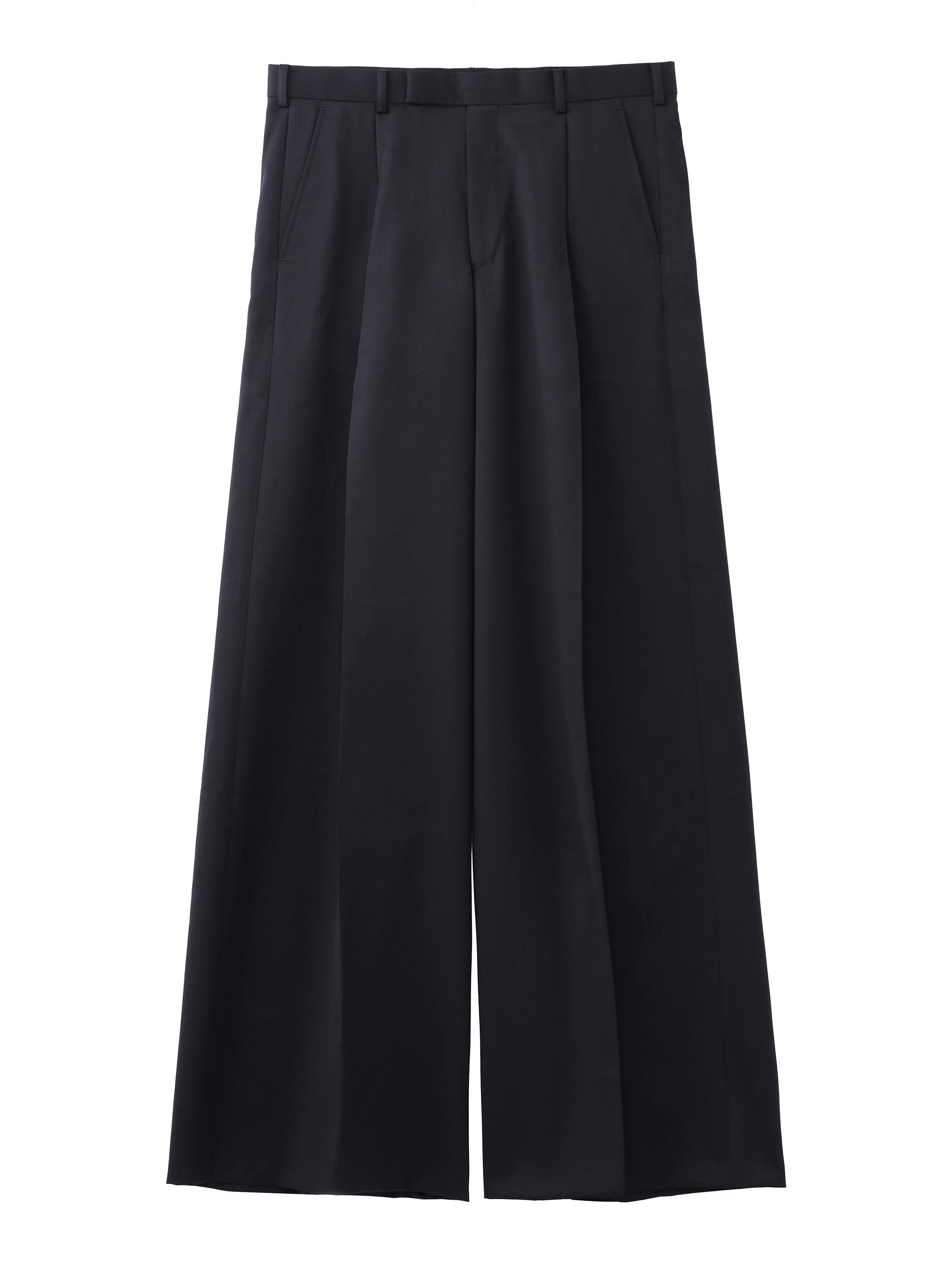 Wool Gabardine Wide Trousers