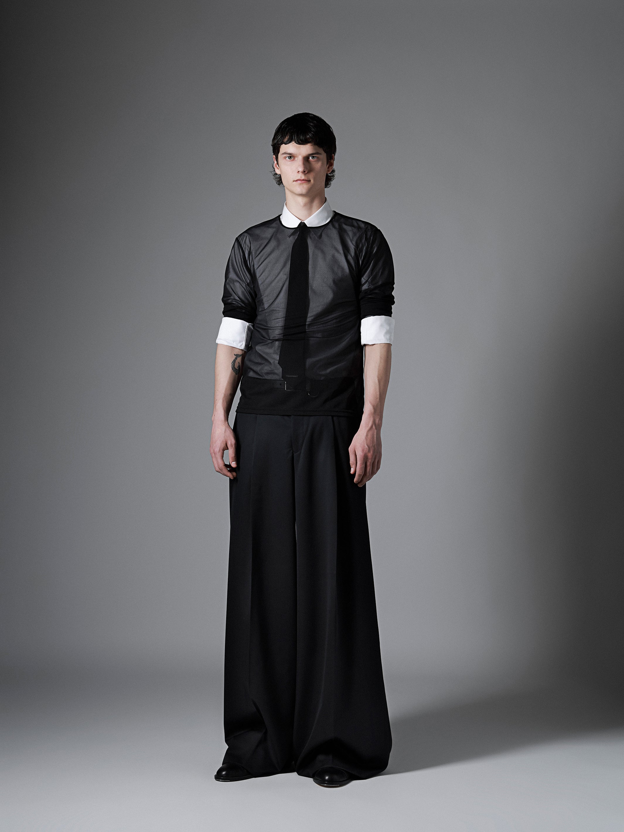 Wool Gabardine Wide Trousers