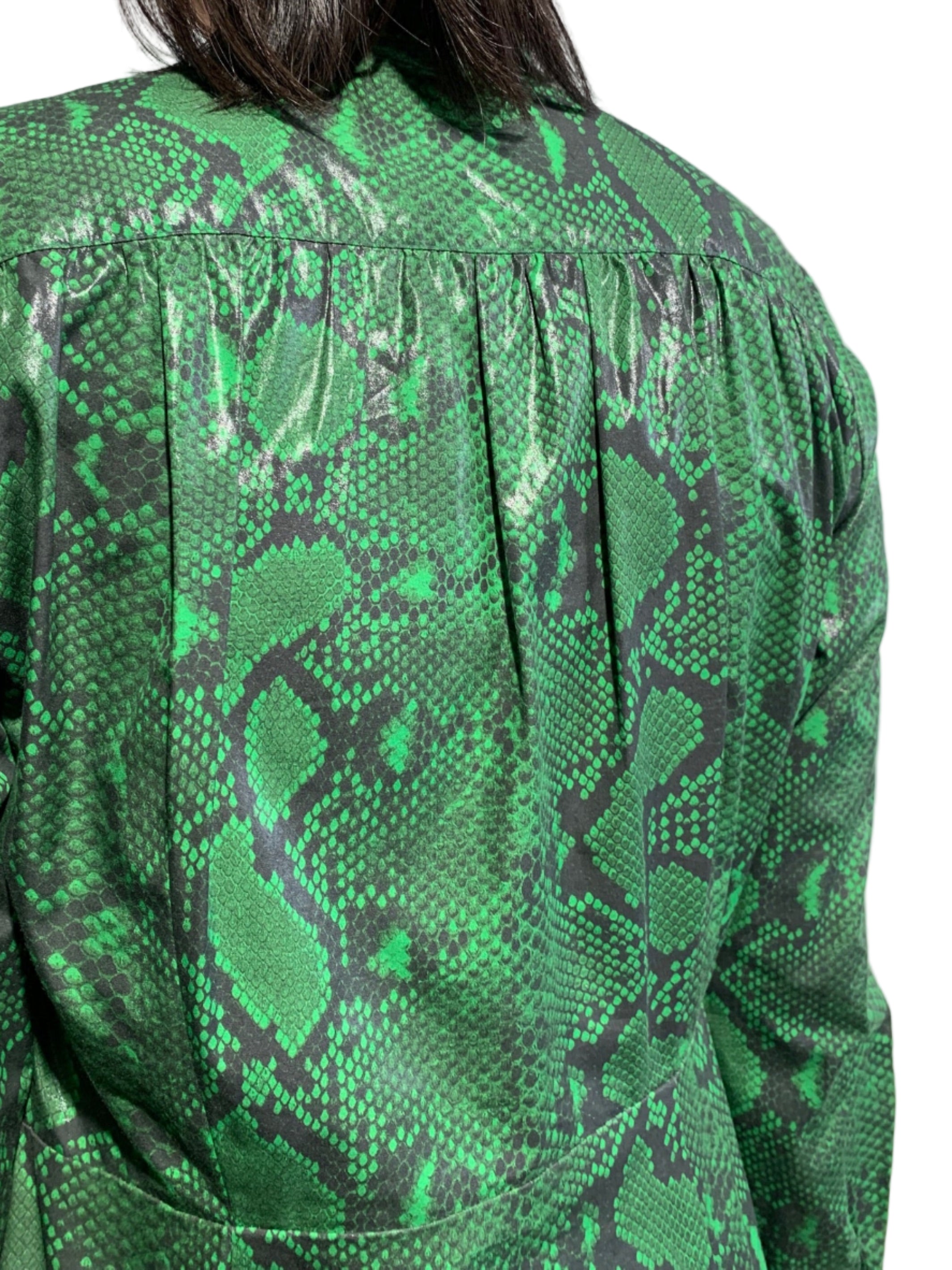 PYTHON PRINTED COTTON BELTED NECK DRESS