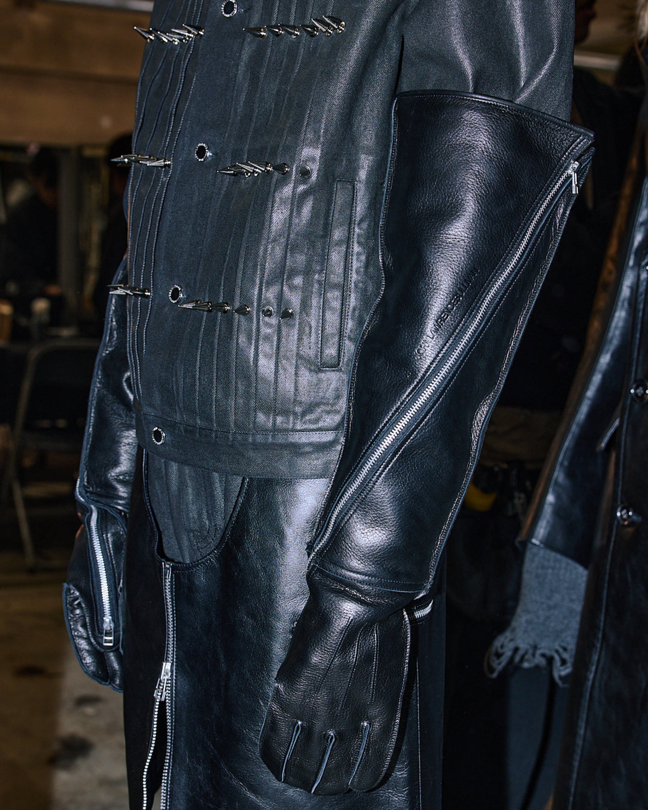 WASHED DENIM STUDDED JACKET