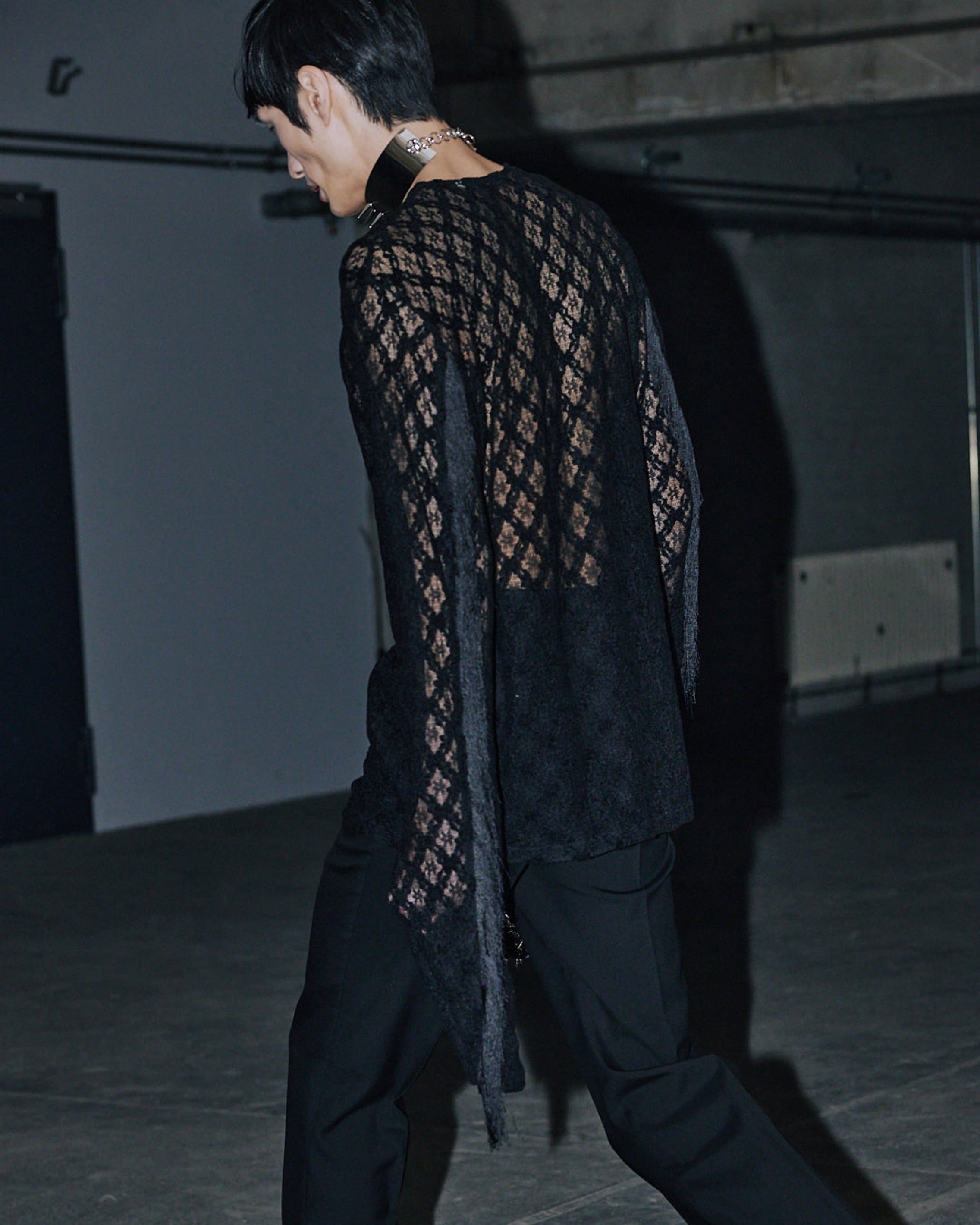 トップス JOHNLAWRENCESULLIVAN LACE SHIRT 48 BLACK MENS TOPS