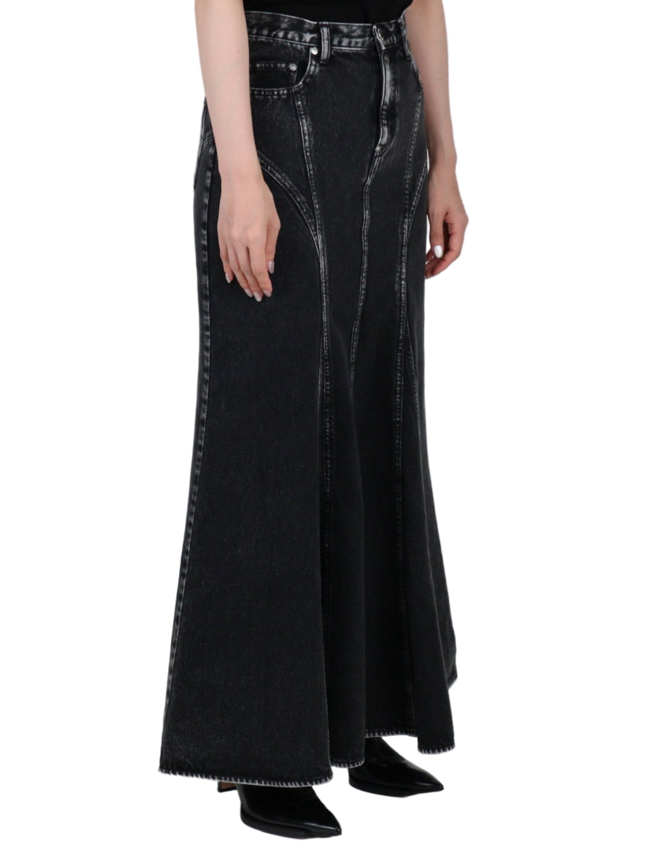 WASHED DENIM MERMAID LINE SKIRT