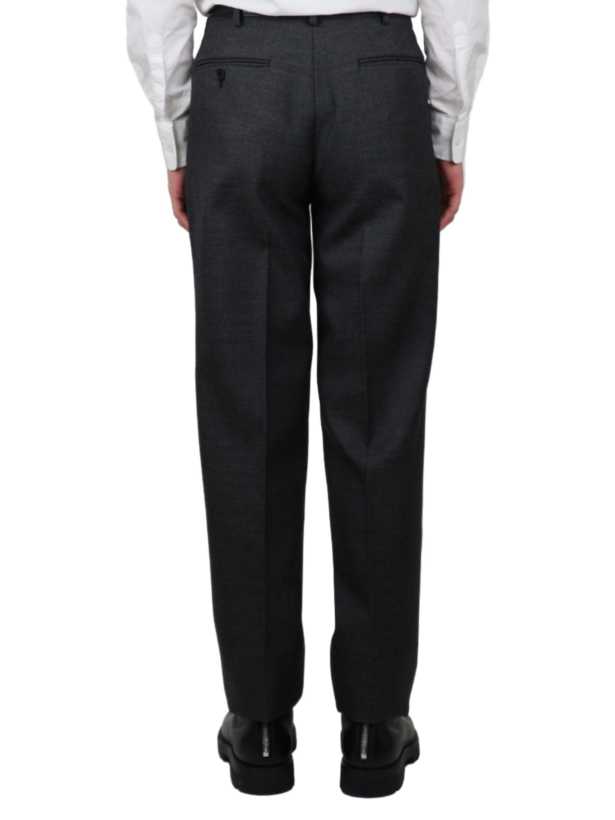 WOOL GABARDINE TUCKED TROUSERS