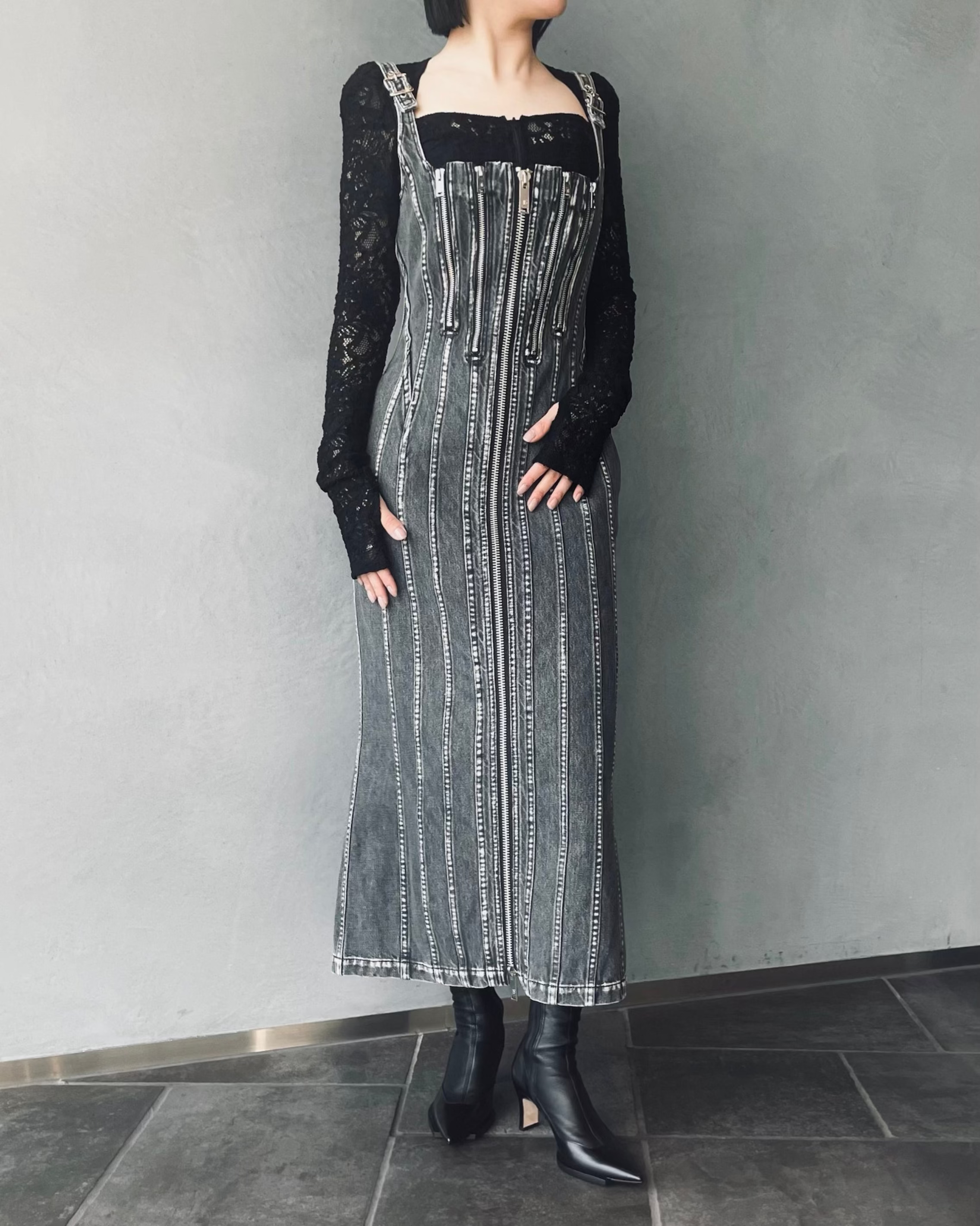 WASHED DENIM CORSET DRESS