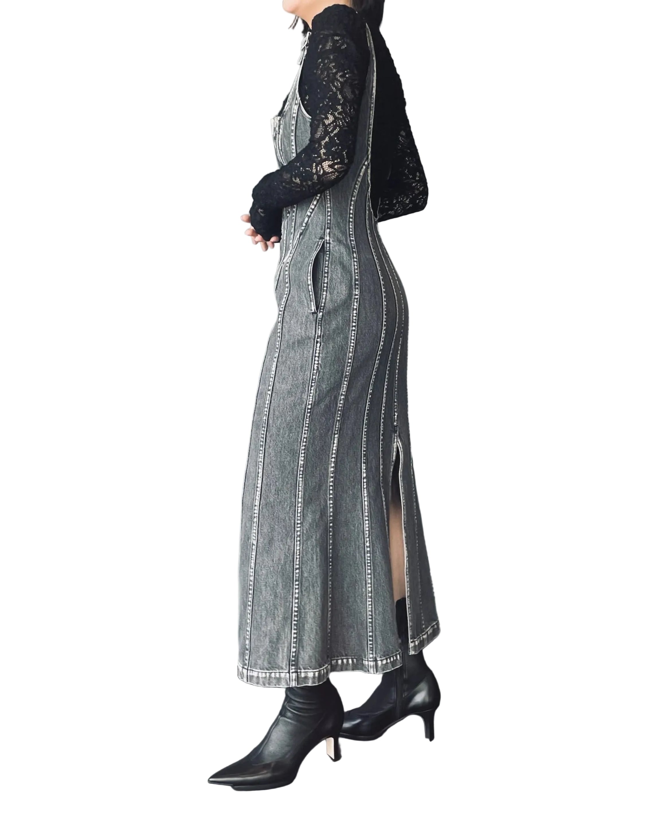 WASHED DENIM CORSET DRESS