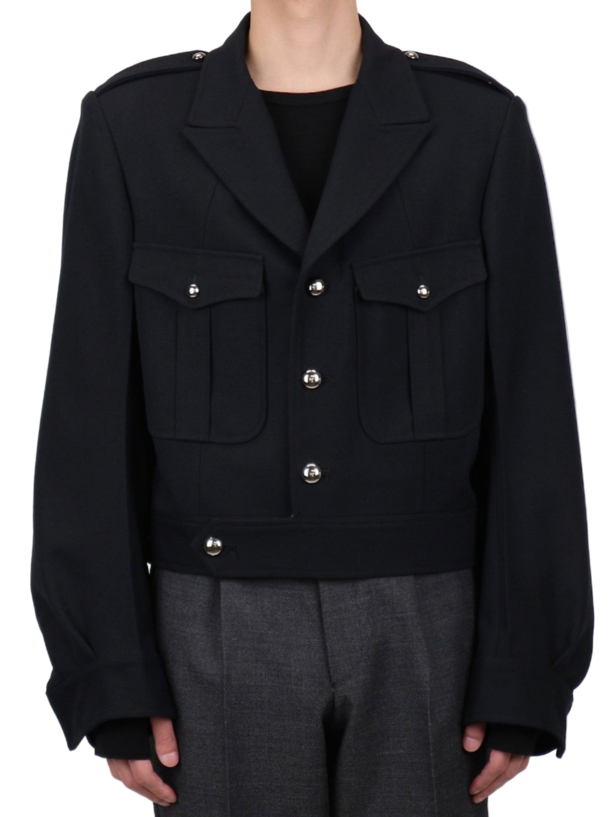 WOOL BARATHEA MASSIVE ROUNDED SLEEVE IKE JACKET