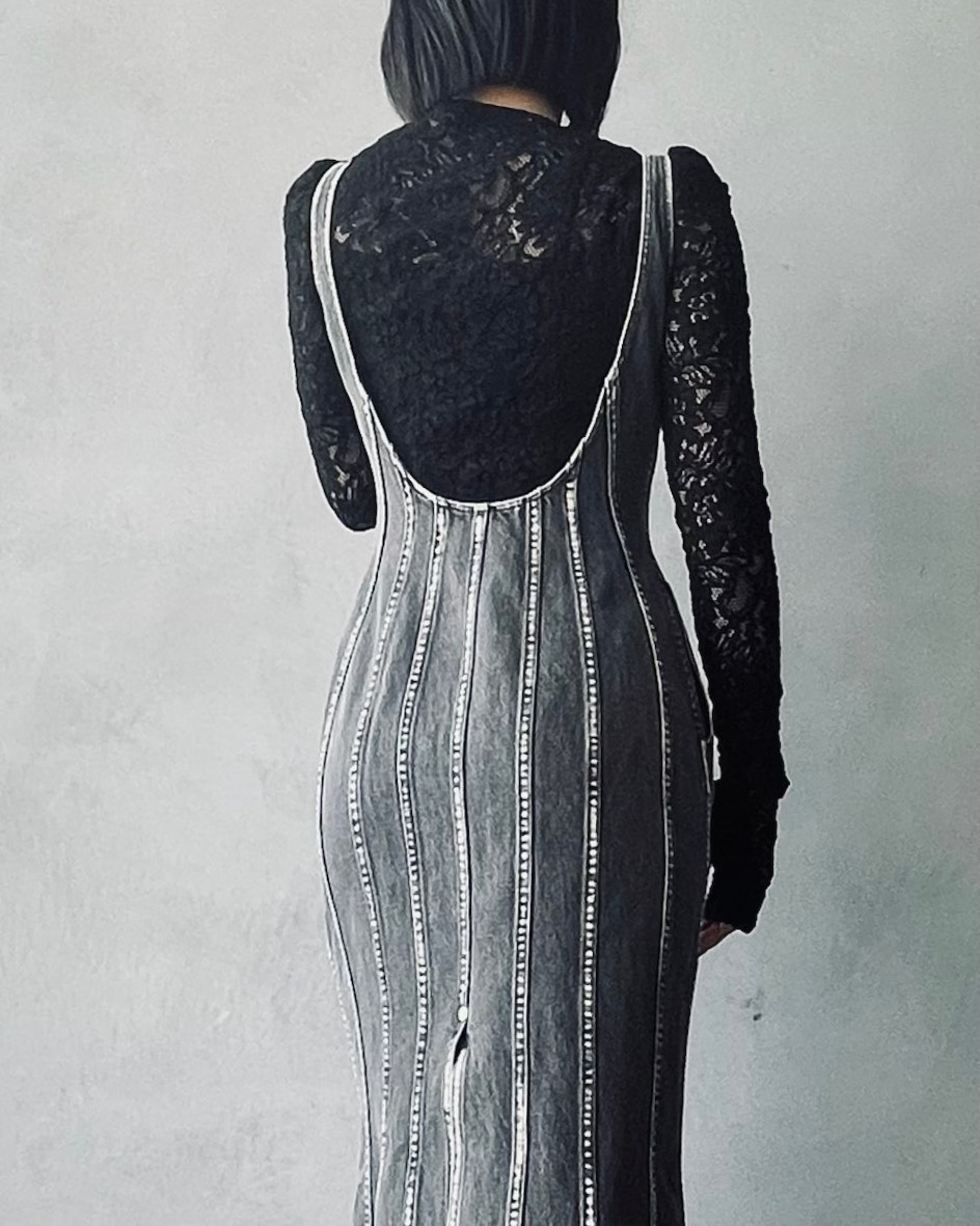 WASHED DENIM CORSET DRESS