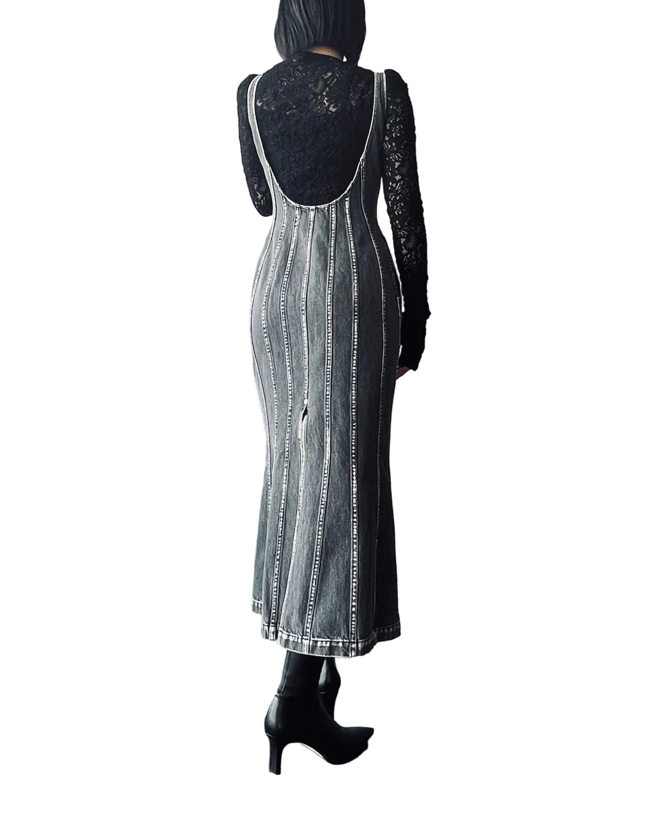 WASHED DENIM CORSET DRESS