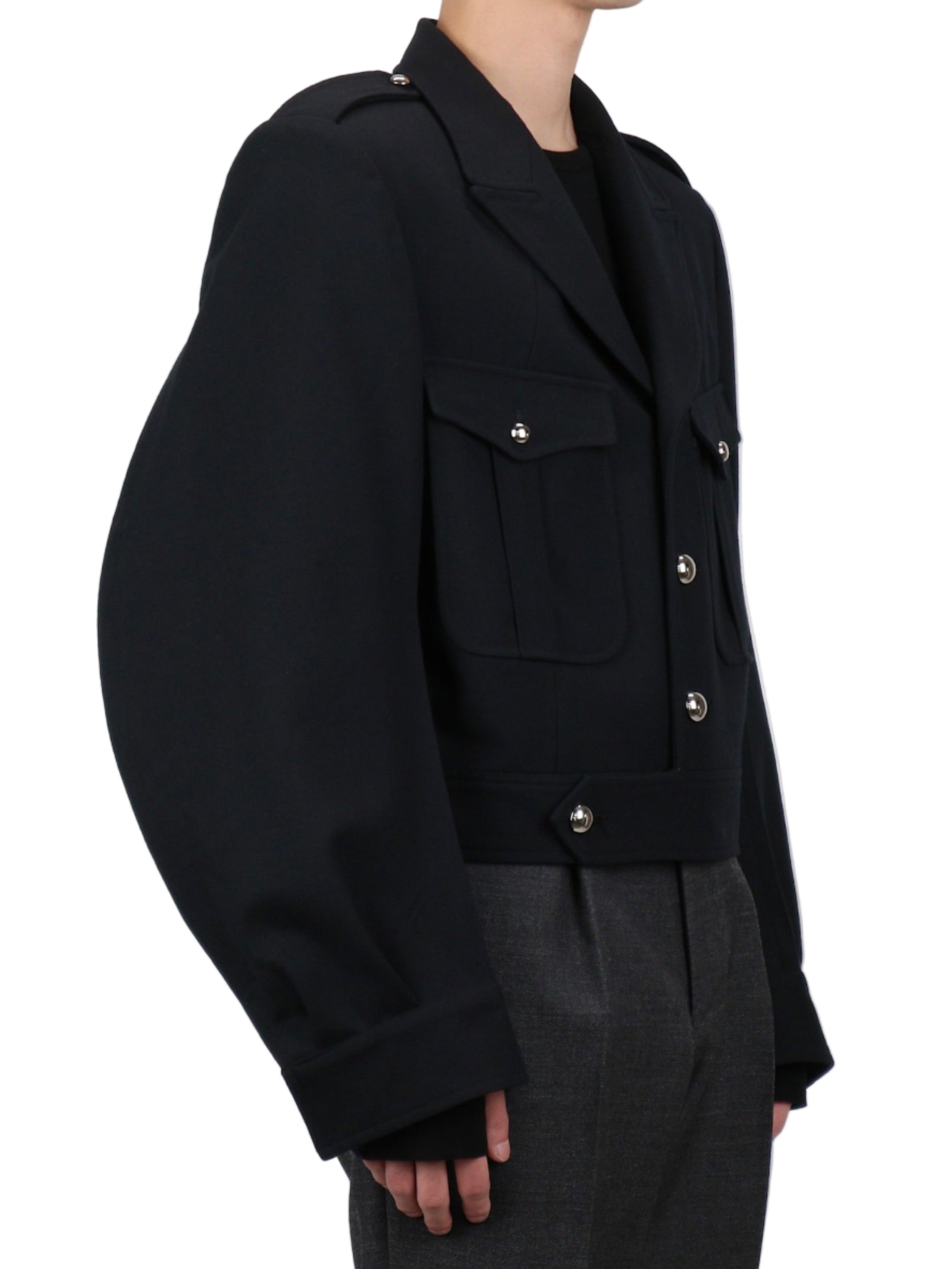 WOOL BARATHEA MASSIVE ROUNDED SLEEVE IKE JACKET