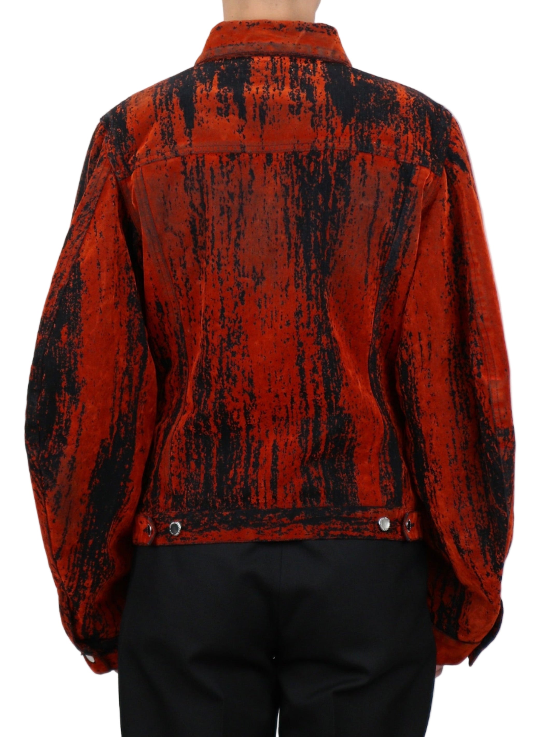 FLOCKED DENIM MASSIVE ROUNDED SLEEVE JACKET
