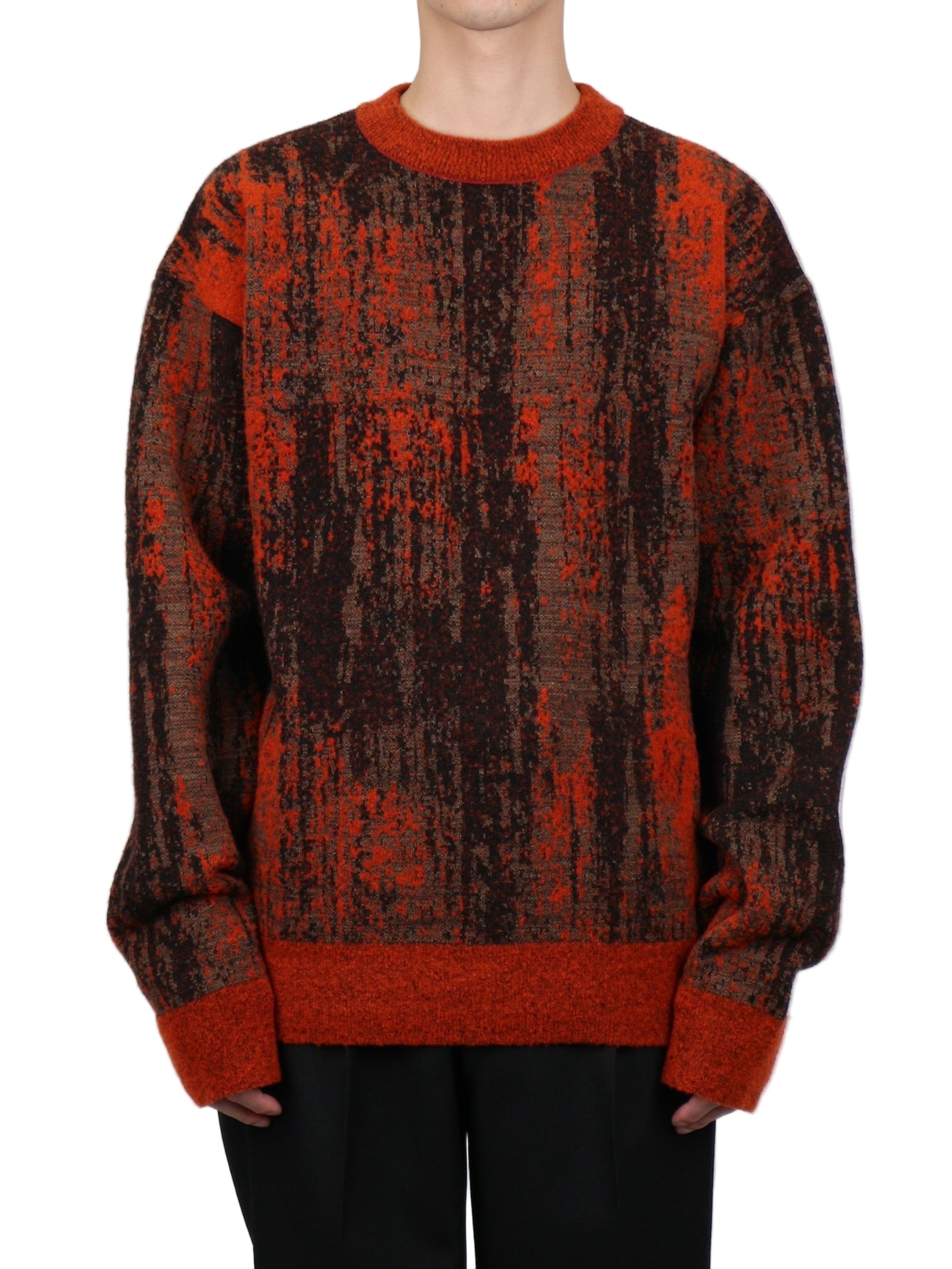 JACQUARD KNIT CREW NECK SWEATER