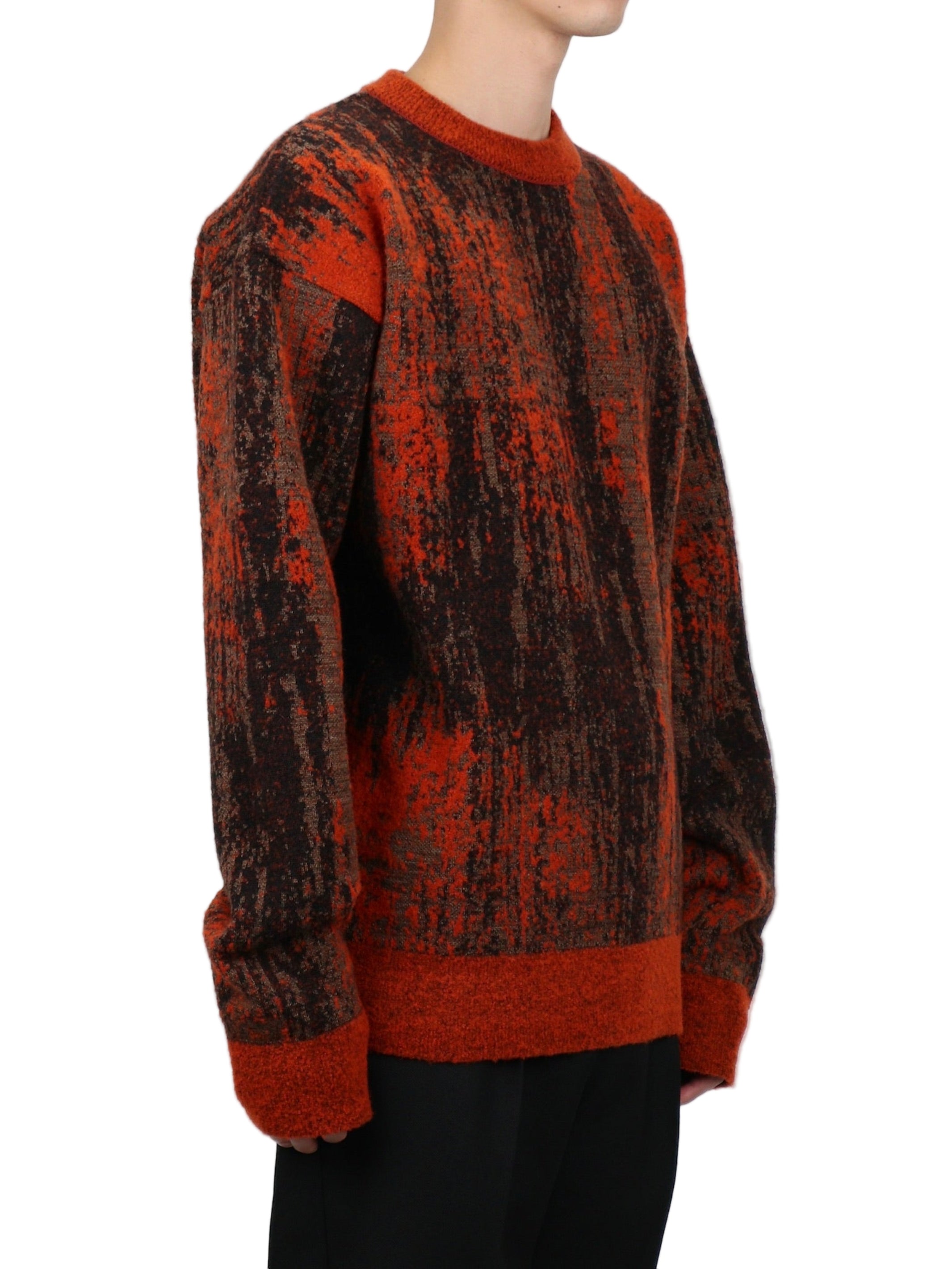 JACQUARD KNIT CREW NECK SWEATER