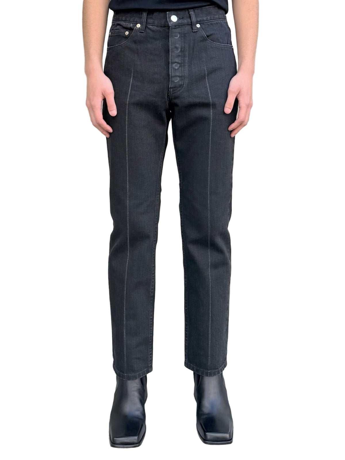 WASHED DENIM CENTER LINE PANTS