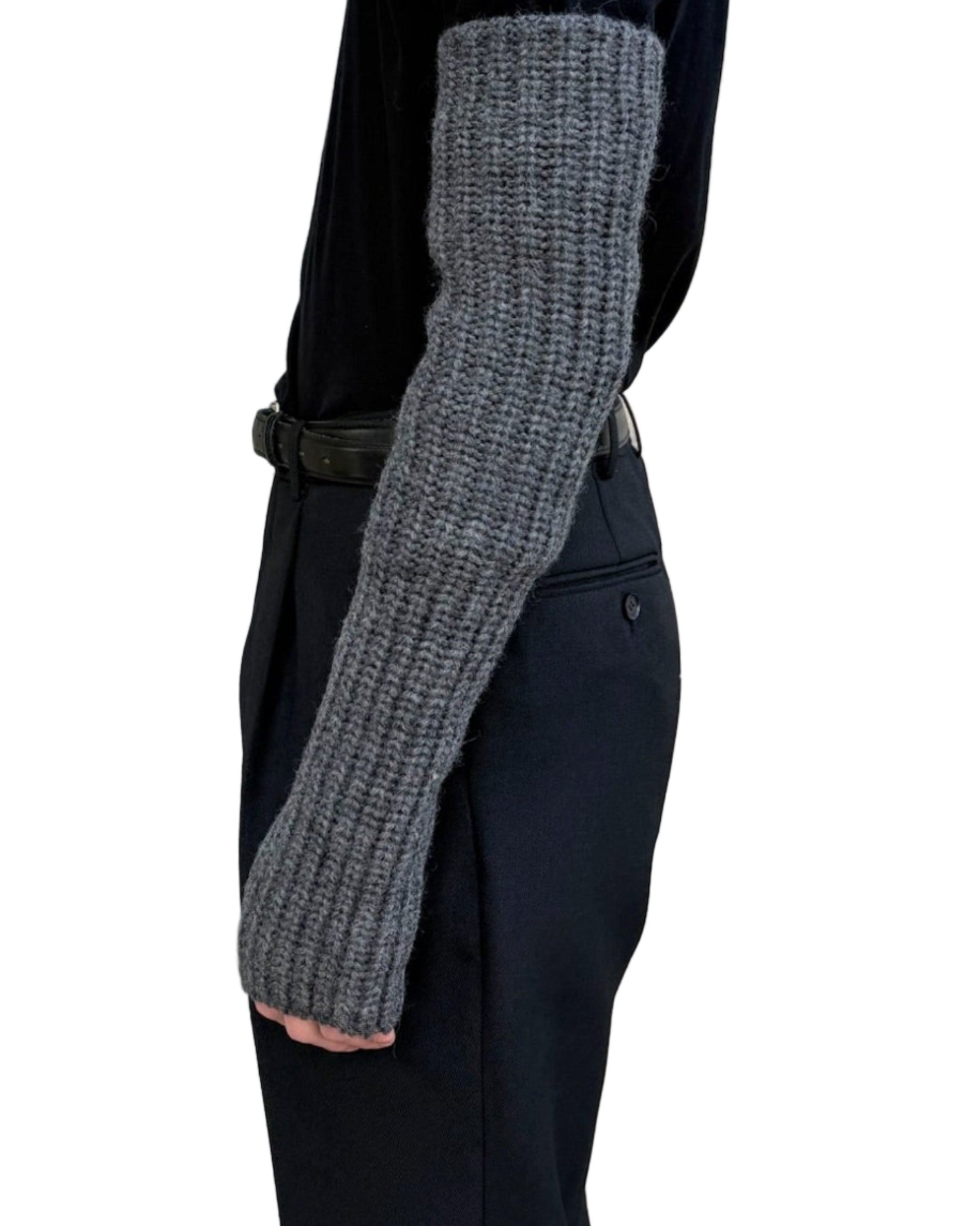 RIBBED FINGERLESS KNIT GLOVES