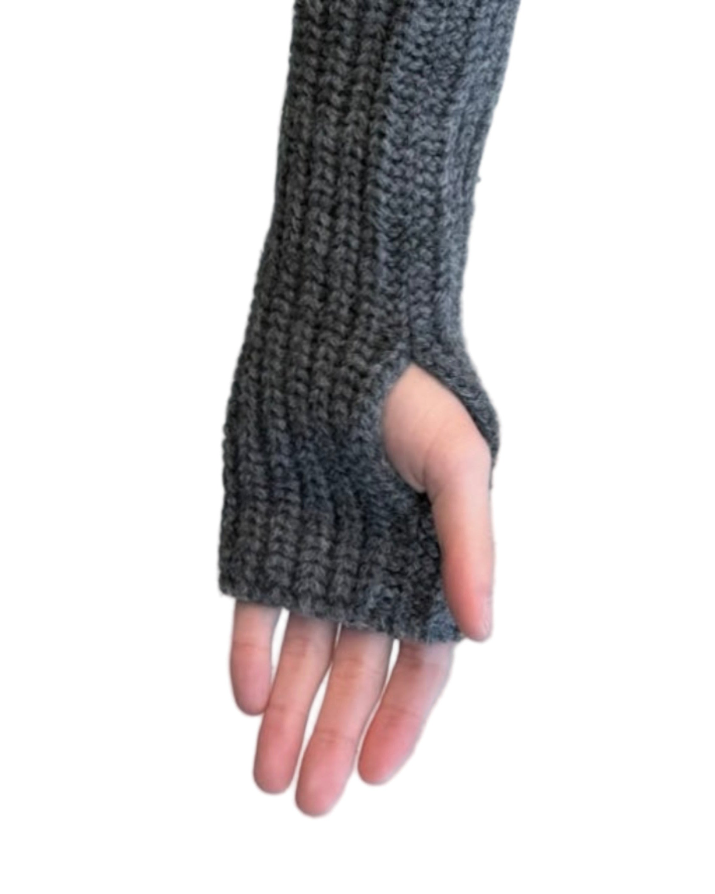 RIBBED FINGERLESS KNIT GLOVES