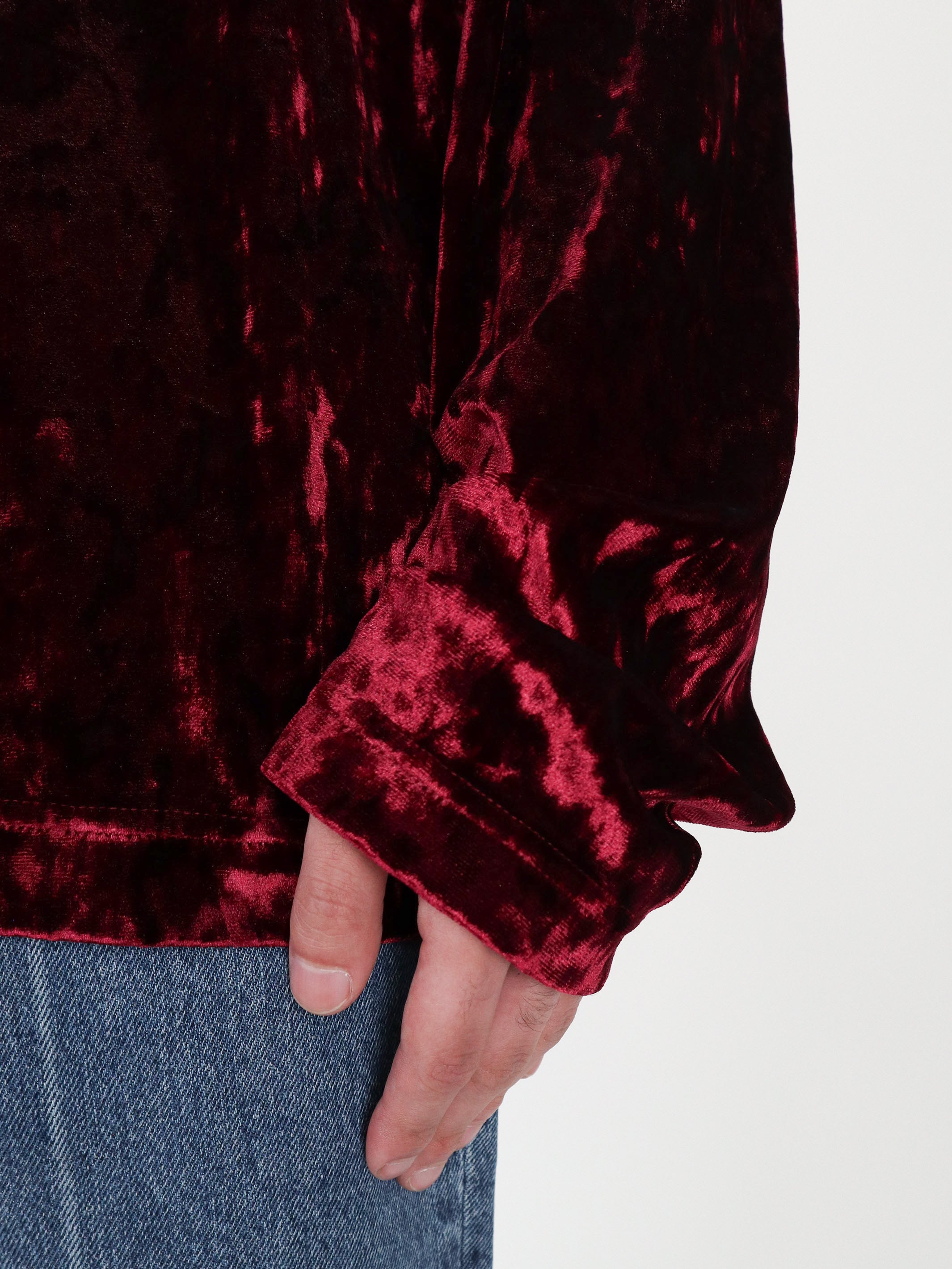 CRUSHED VELOUR CREW NECK TOP