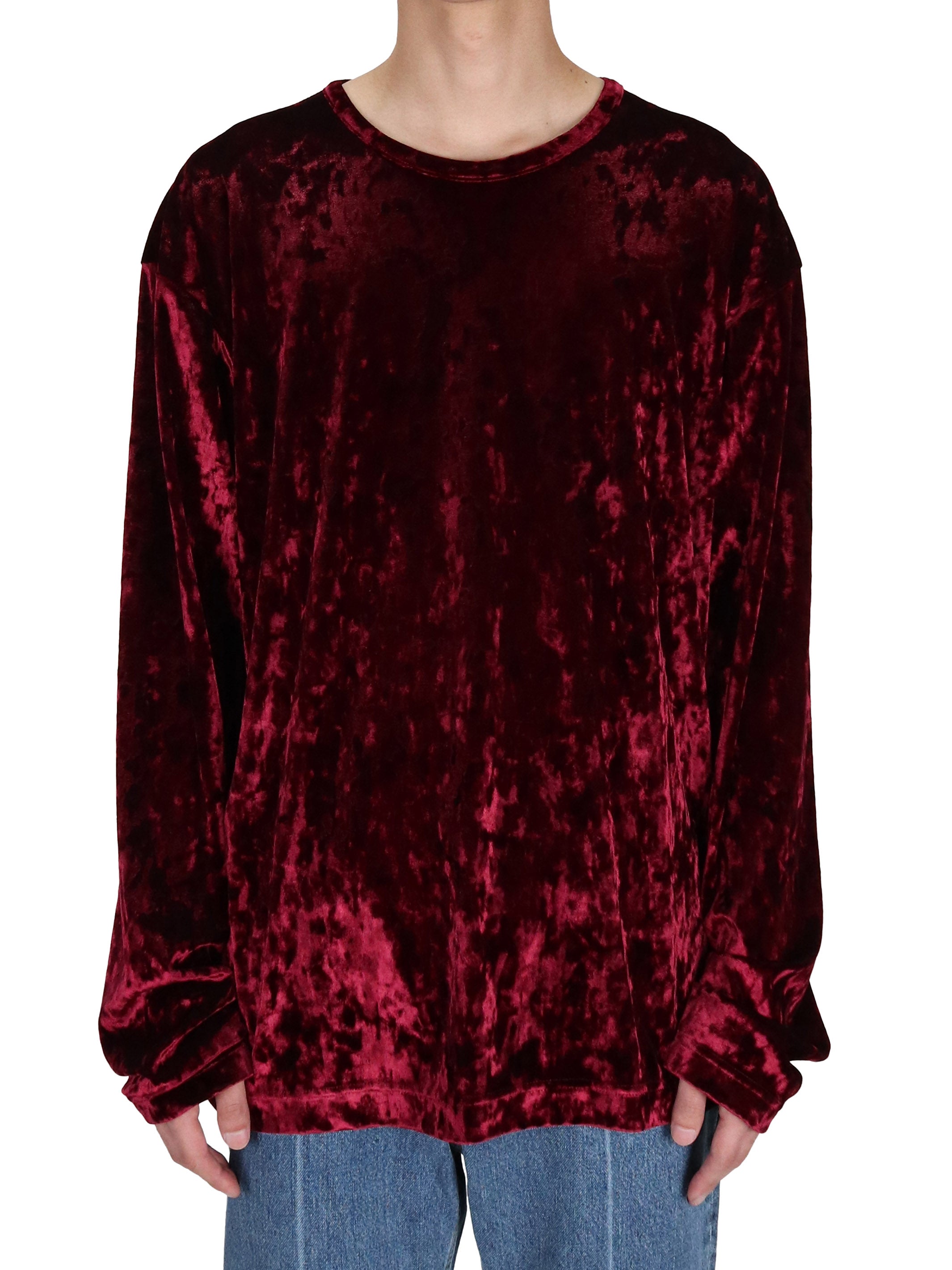 CRUSHED VELOUR CREW NECK TOP
