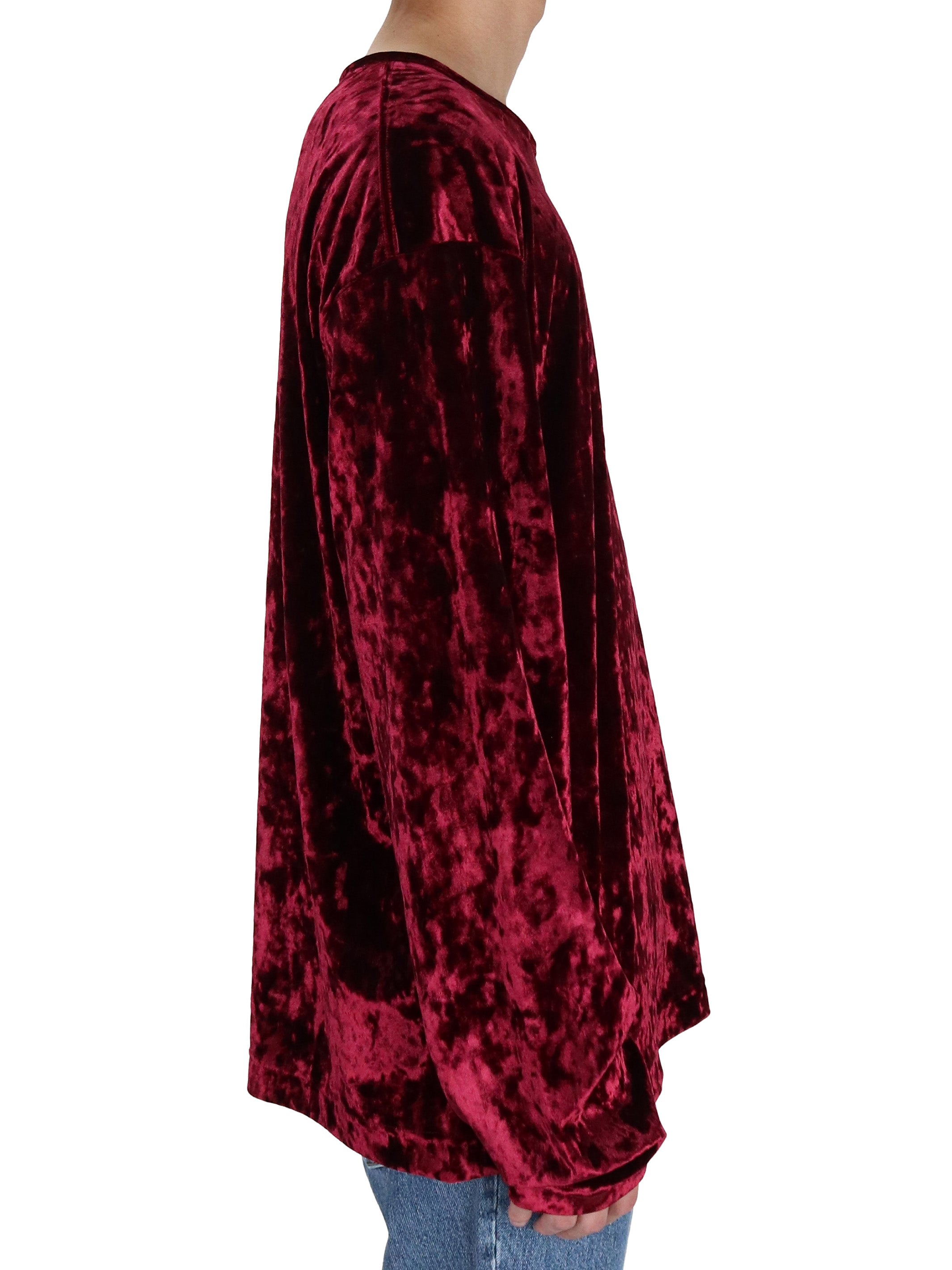 CRUSHED VELOUR CREW NECK TOP