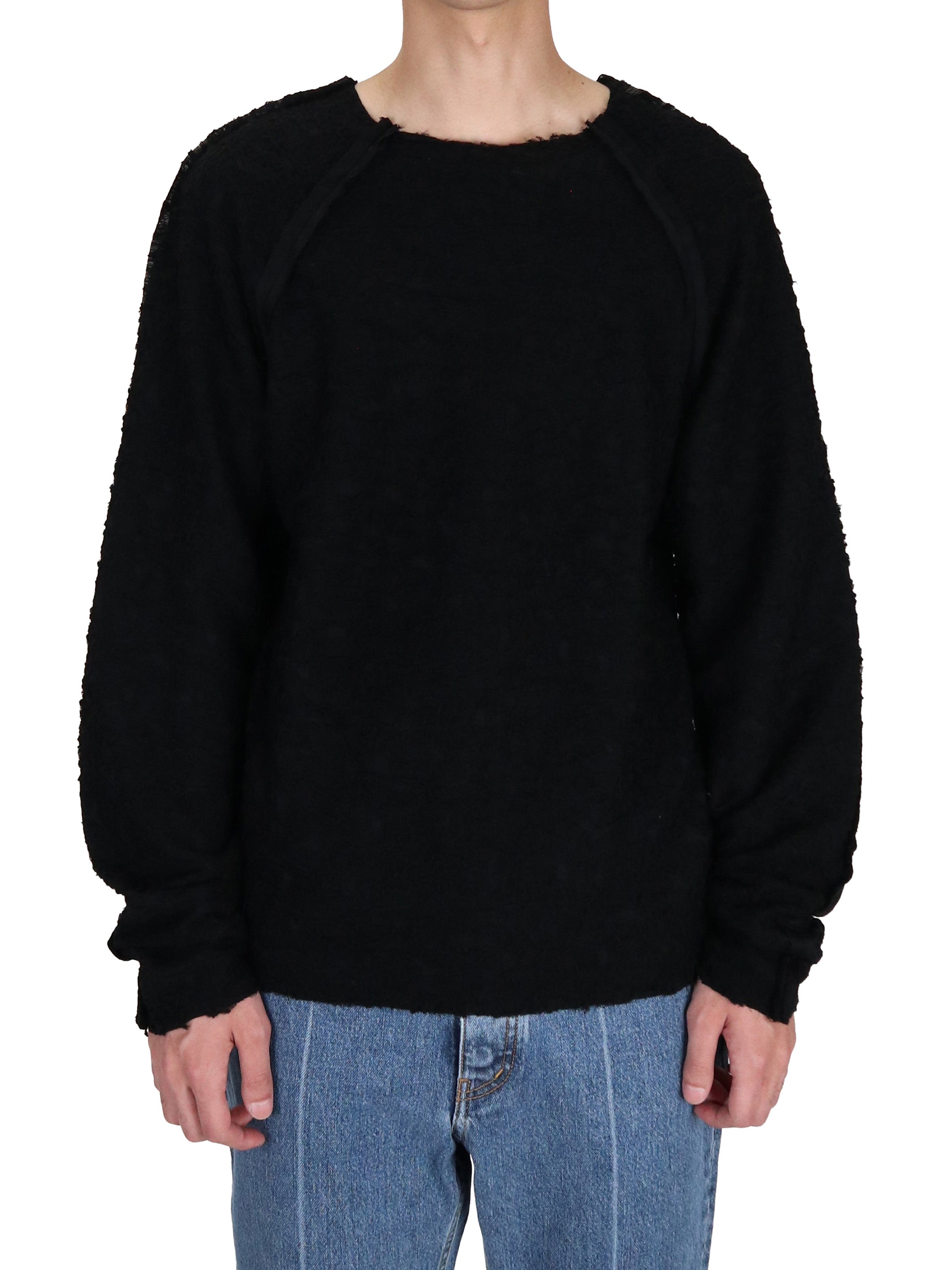WOOL JACQUARD CUT-OUT CREW NECK TOP