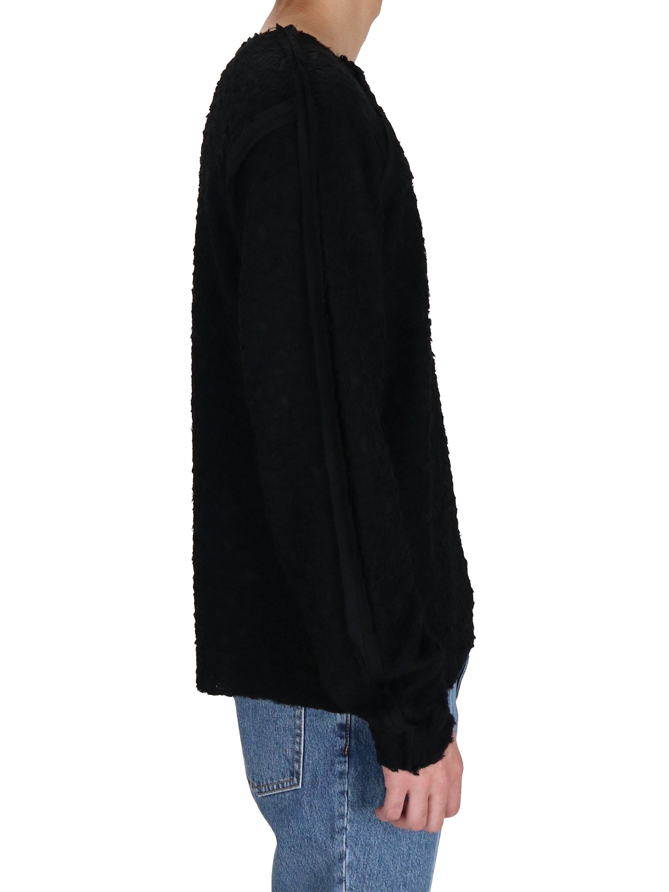WOOL JACQUARD CUT-OUT CREW NECK TOP